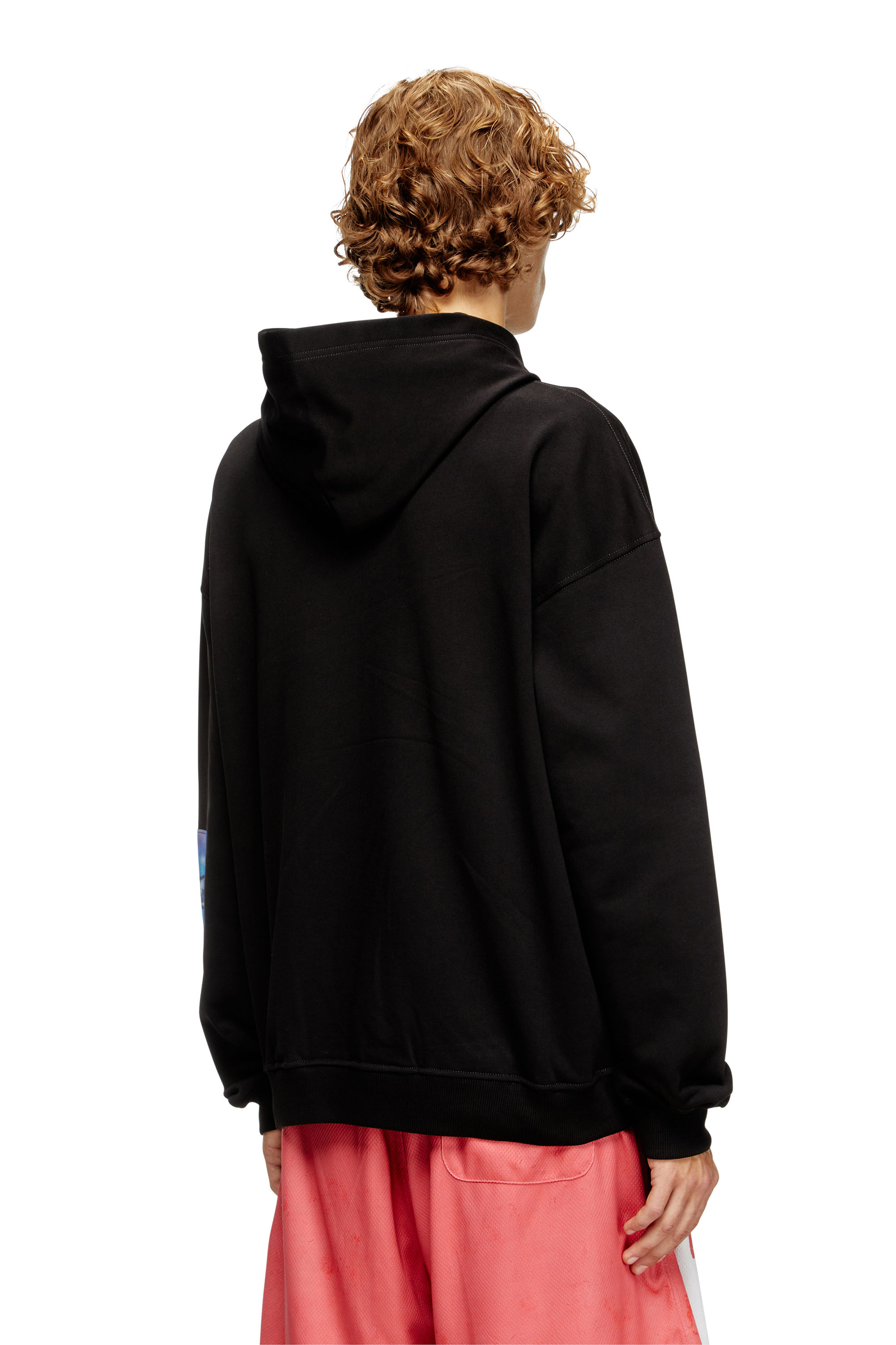 Diesel - S-BOXT-HOOD-T6, Sweat-shirt à capuche avec empiècements photo de logo Homme in Noir - 4