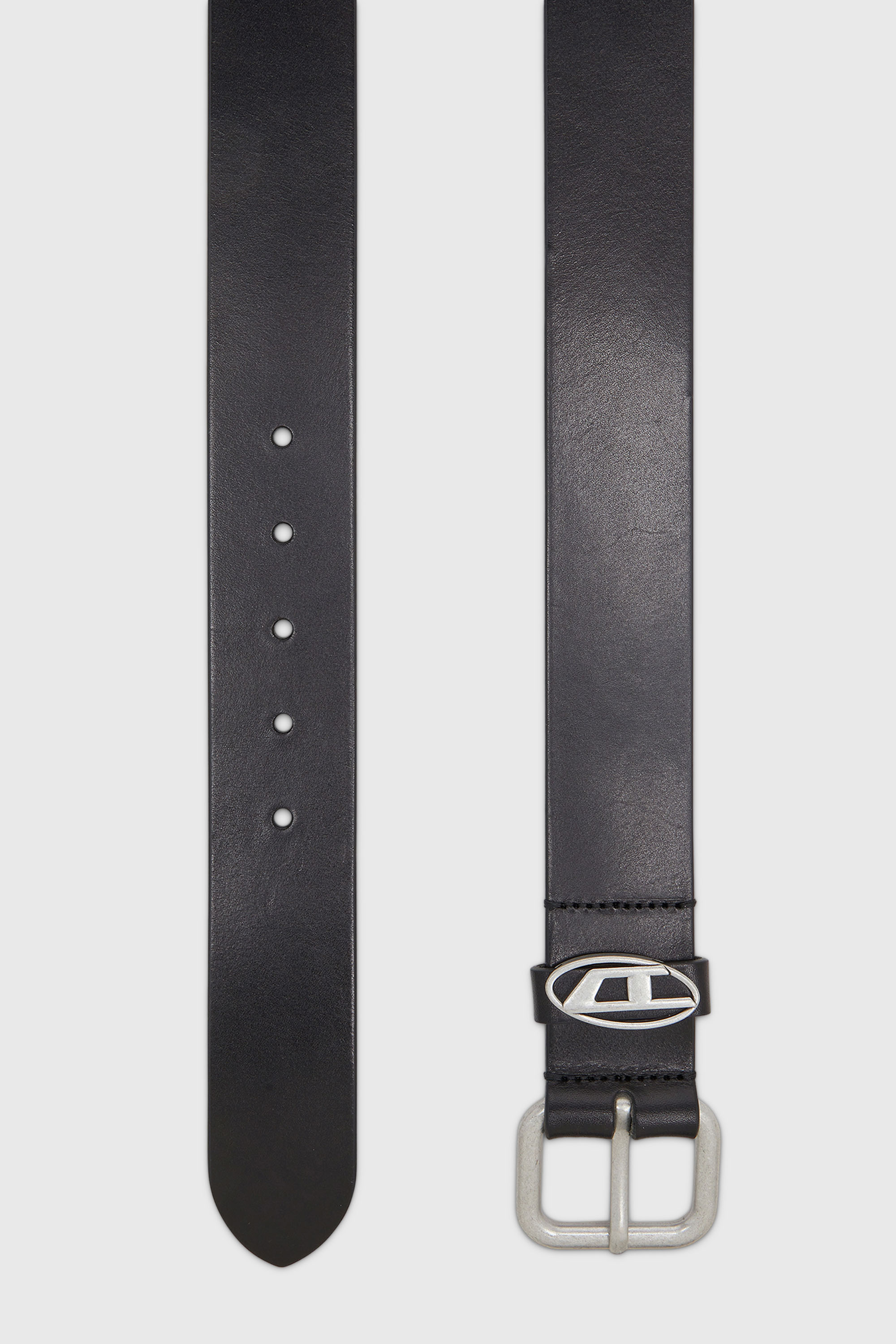 Diesel - B-1DR OVAL D LOOP, Ceinture 4 cm en cuir mat avec boucle m&eacute;tallique Mixte in Noir - 2