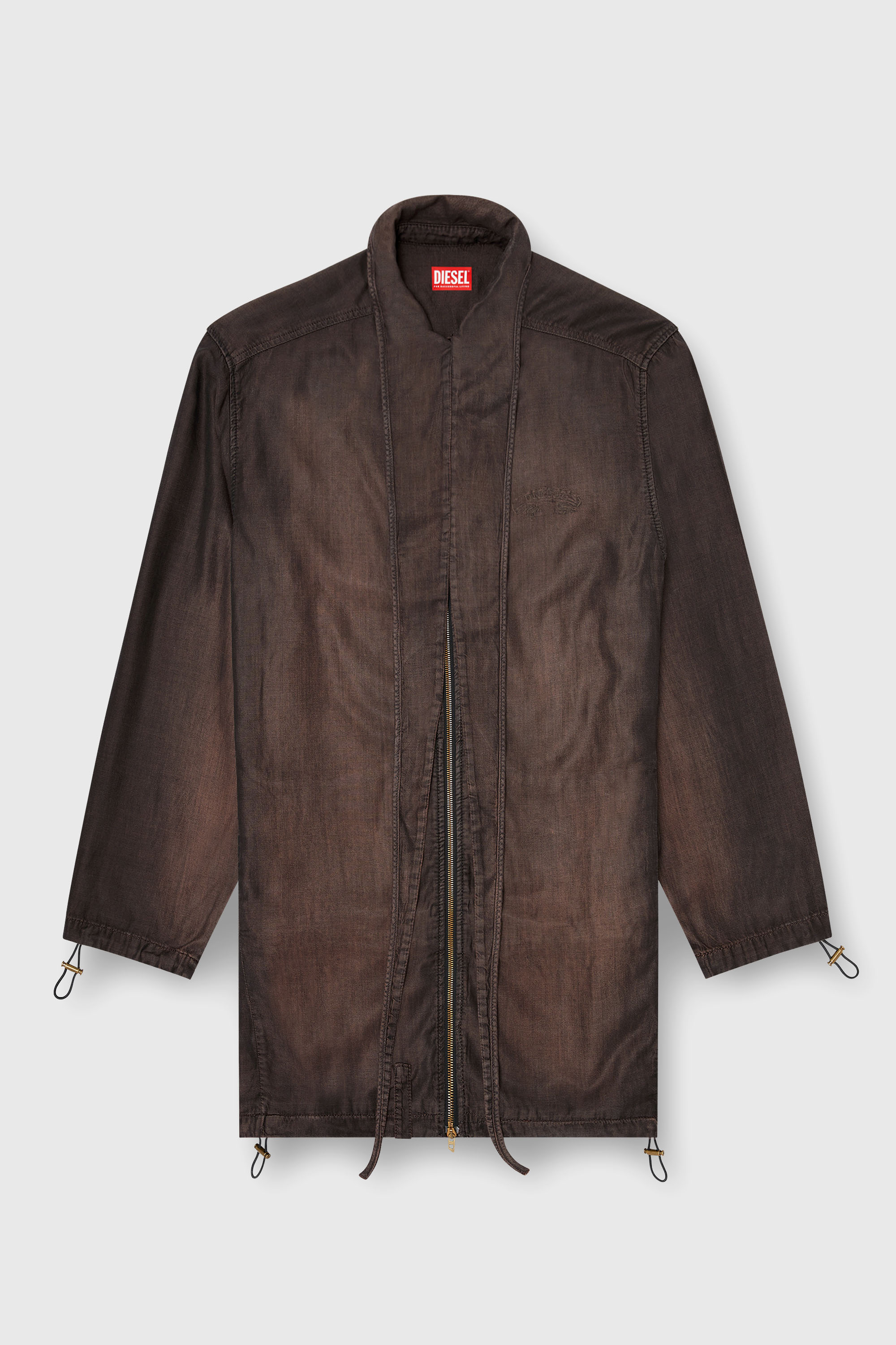 Diesel - DE-TROIT-S, Veste l&eacute;g&egrave;re en denim fluide enduit Femme in Marron - 2