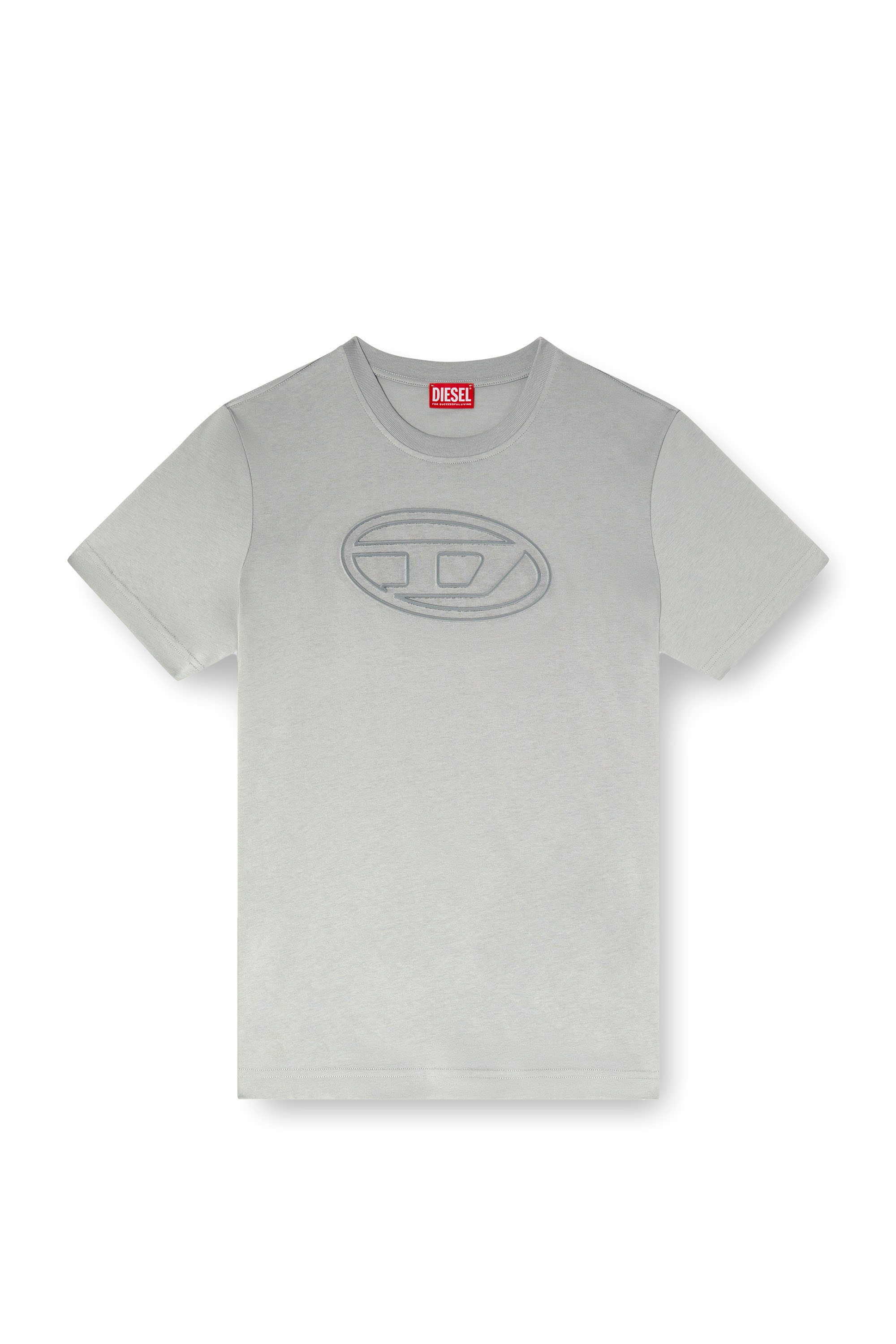 Diesel - T-ADJUST-BIGOVAL, Man's T-shirt with embossed Oval D in Light Grey - 3