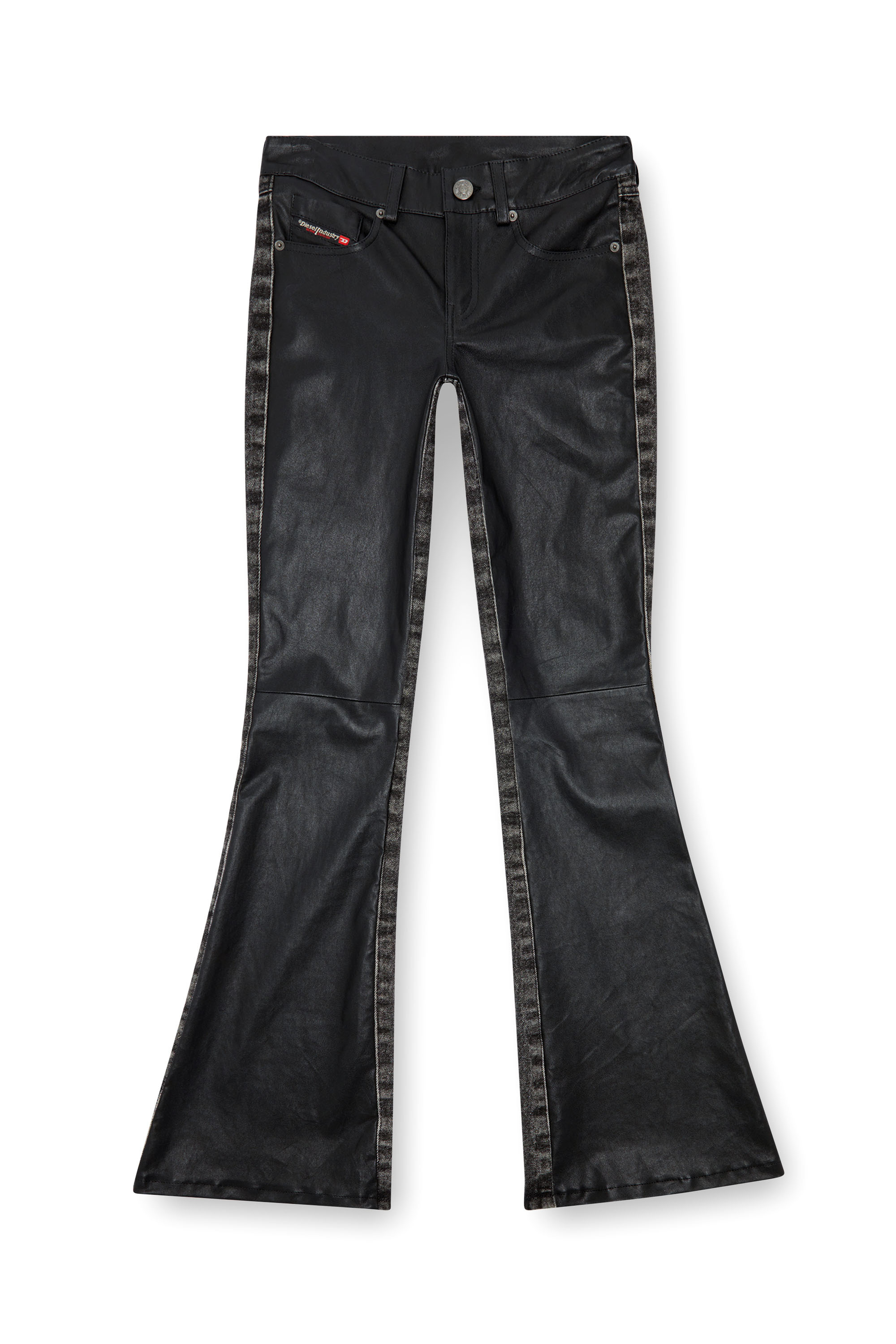 Diesel - L-OVELY, Femme Pantalon bootcut en cuir et denim in Noir - Image 3