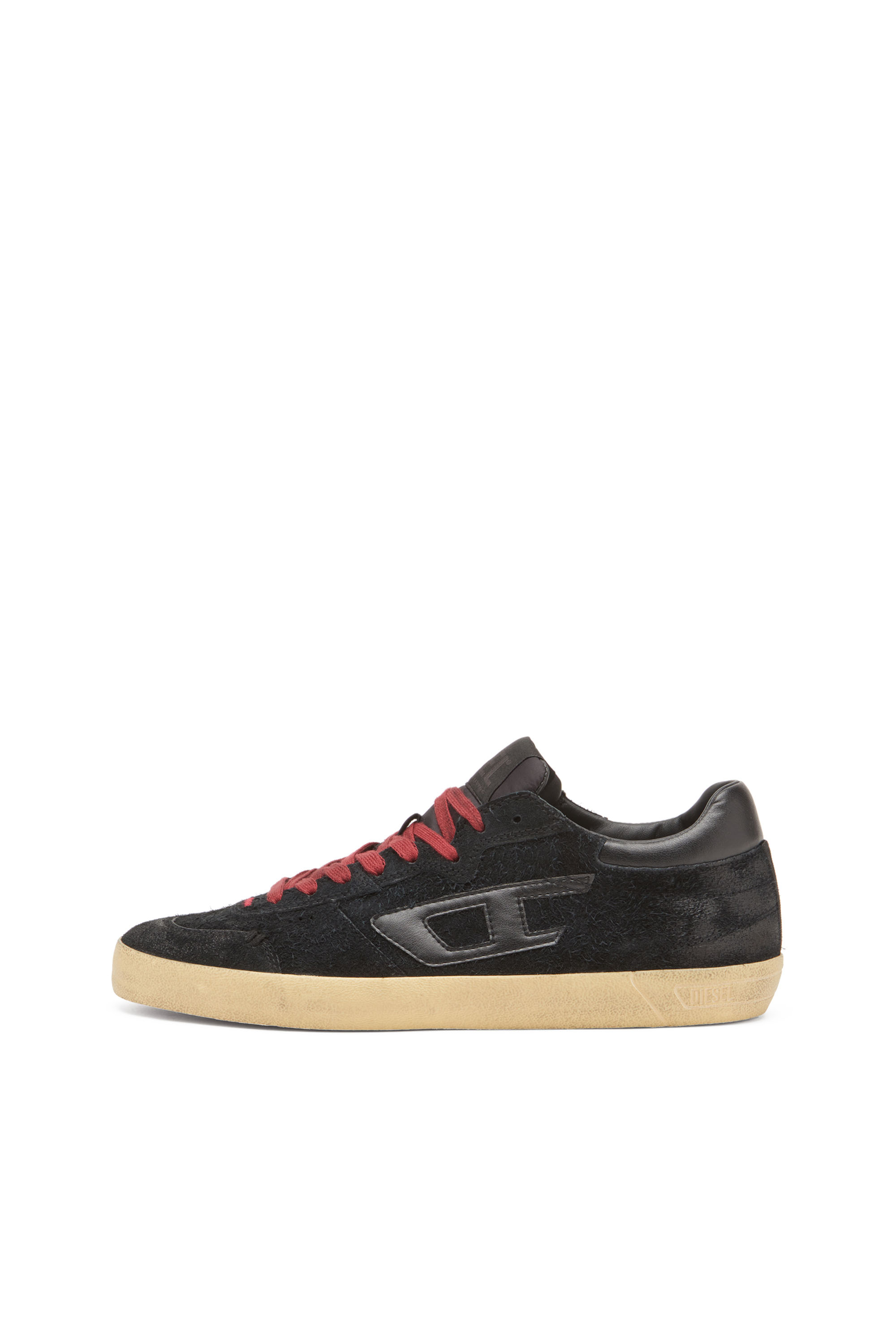 Diesel - S-LEROJI LOW, S-Leroji-Sneakers effet vieilli en cuir suédé poilu Homme in Noir - 8