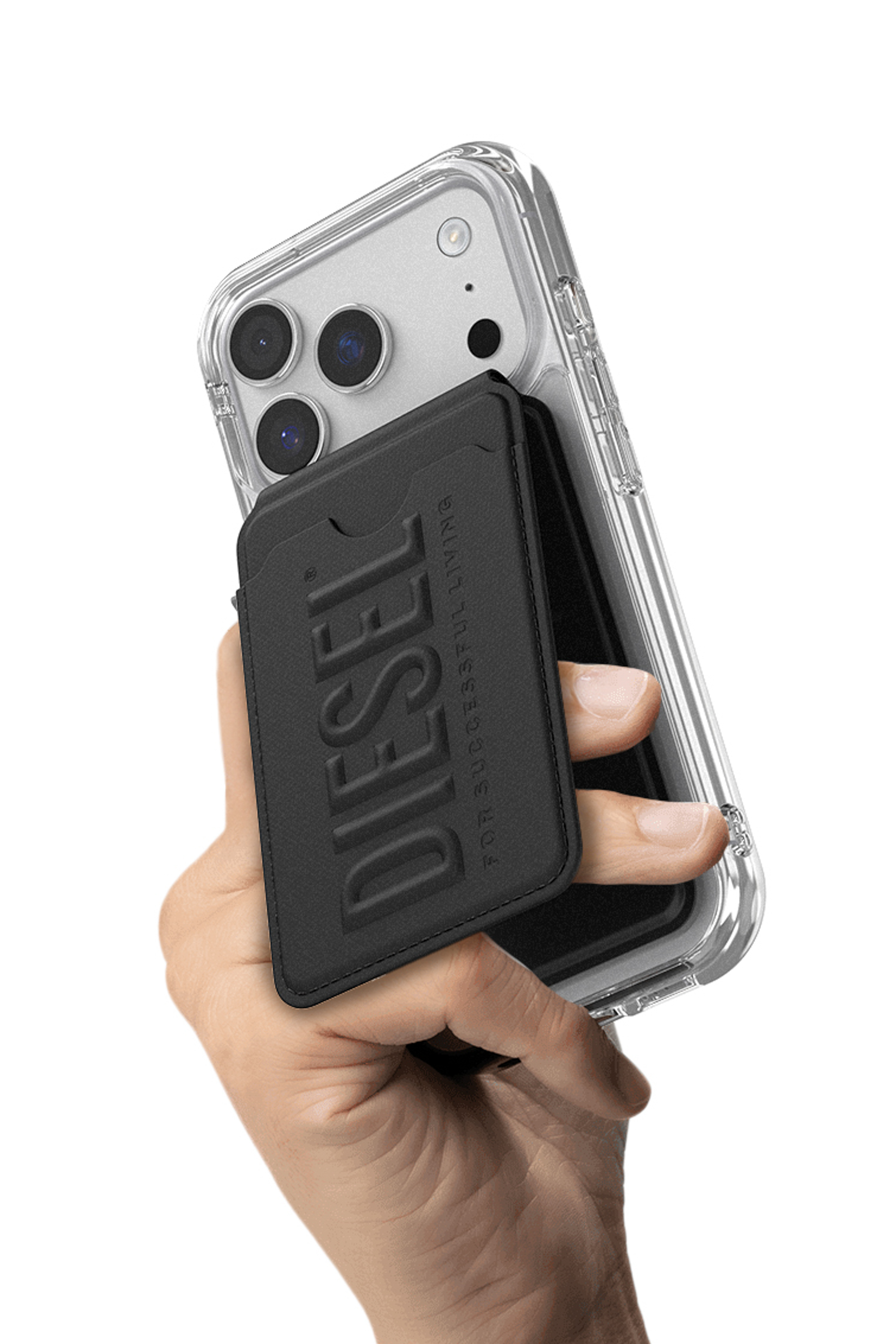 Diesel - 60449  CREDIT CARD HOLDER, Unisex 3D Biscotto Magsafe Kartenhalter-Ständer in Schwarz - 4