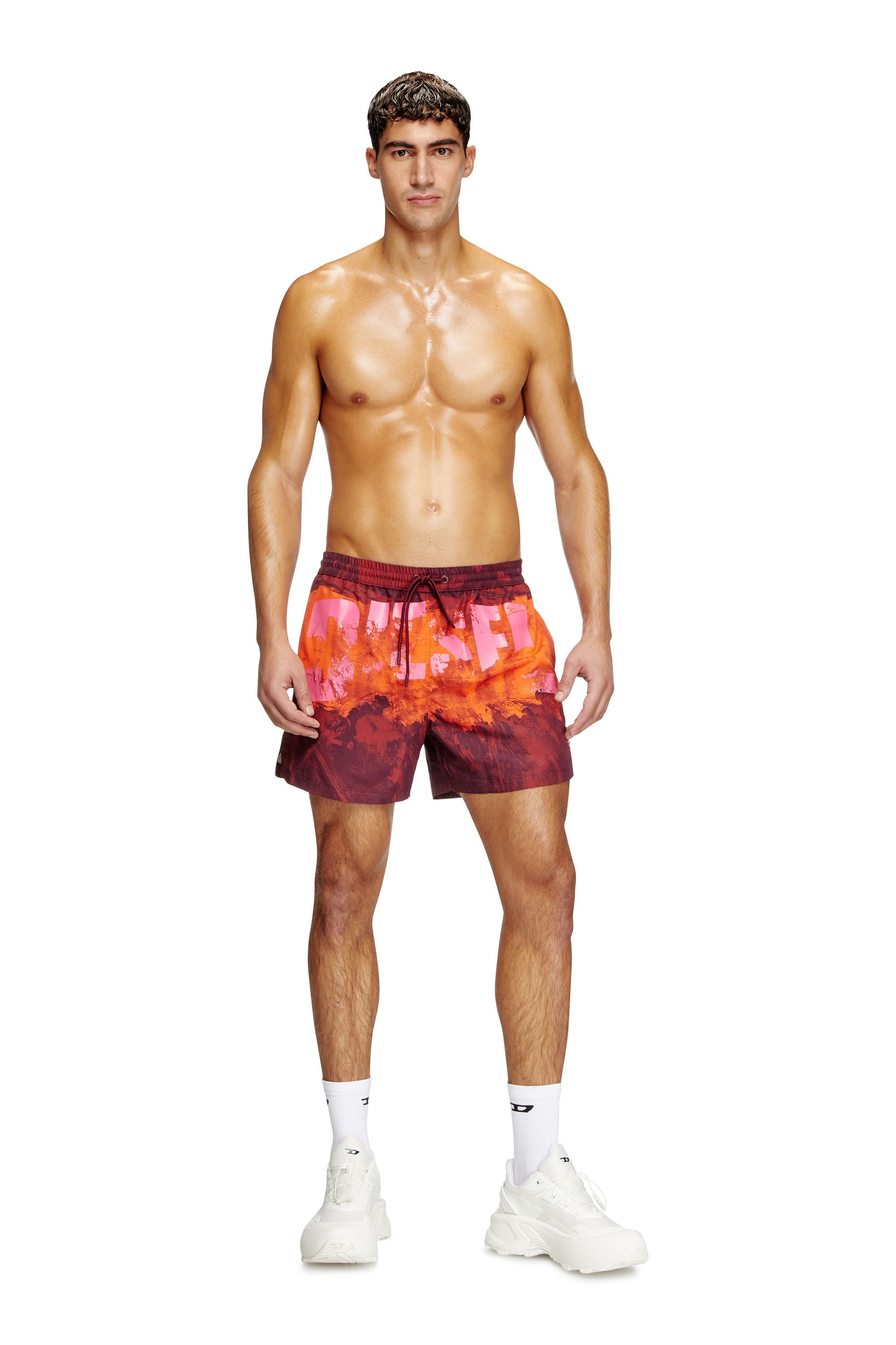 Diesel - KEN-37-D-POP, Short de bain mi-long avec imprimé graphique Homme in Rouge - 1