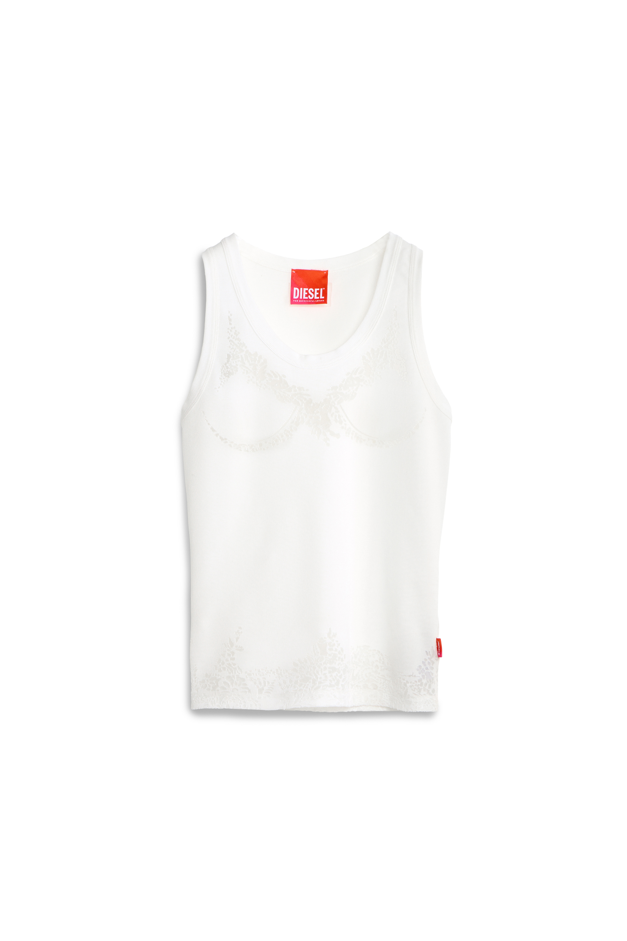 Diesel - PR-T-ANKI-LACE-R, Canotta effetto pizzo devor&eacute; Donna in Bianco - 3