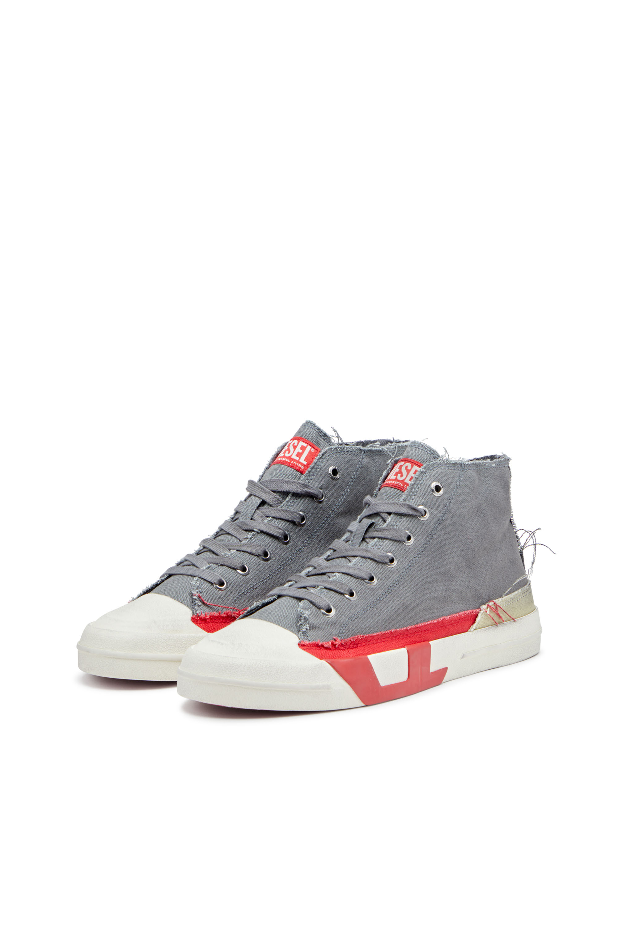 Diesel - S-D-VERSE MID, S-D-Verse-Sneaker high-top in canvas effetto dirt Uomo in Multicolor - 9