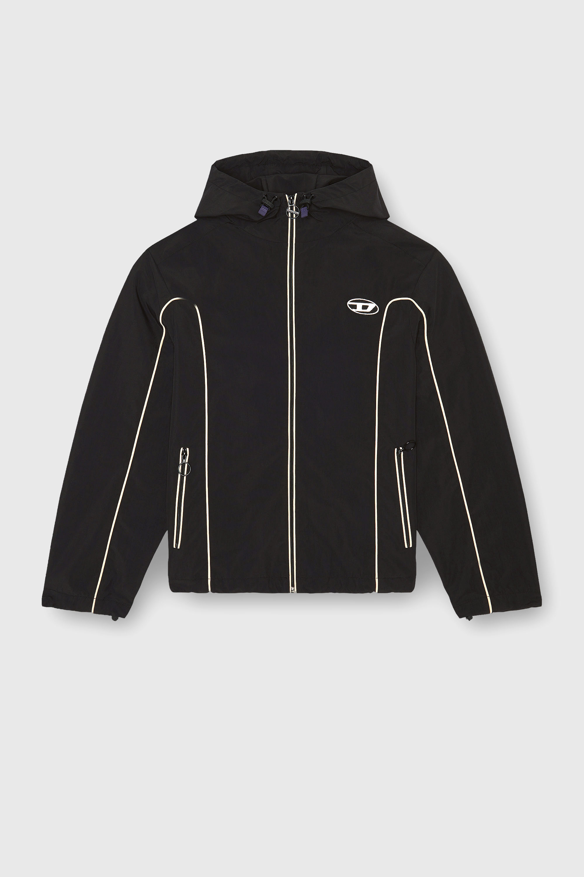 Diesel - J-HIVES, Herren Windjacke mit Kontrastpaspelierung in Schwarz - 2
