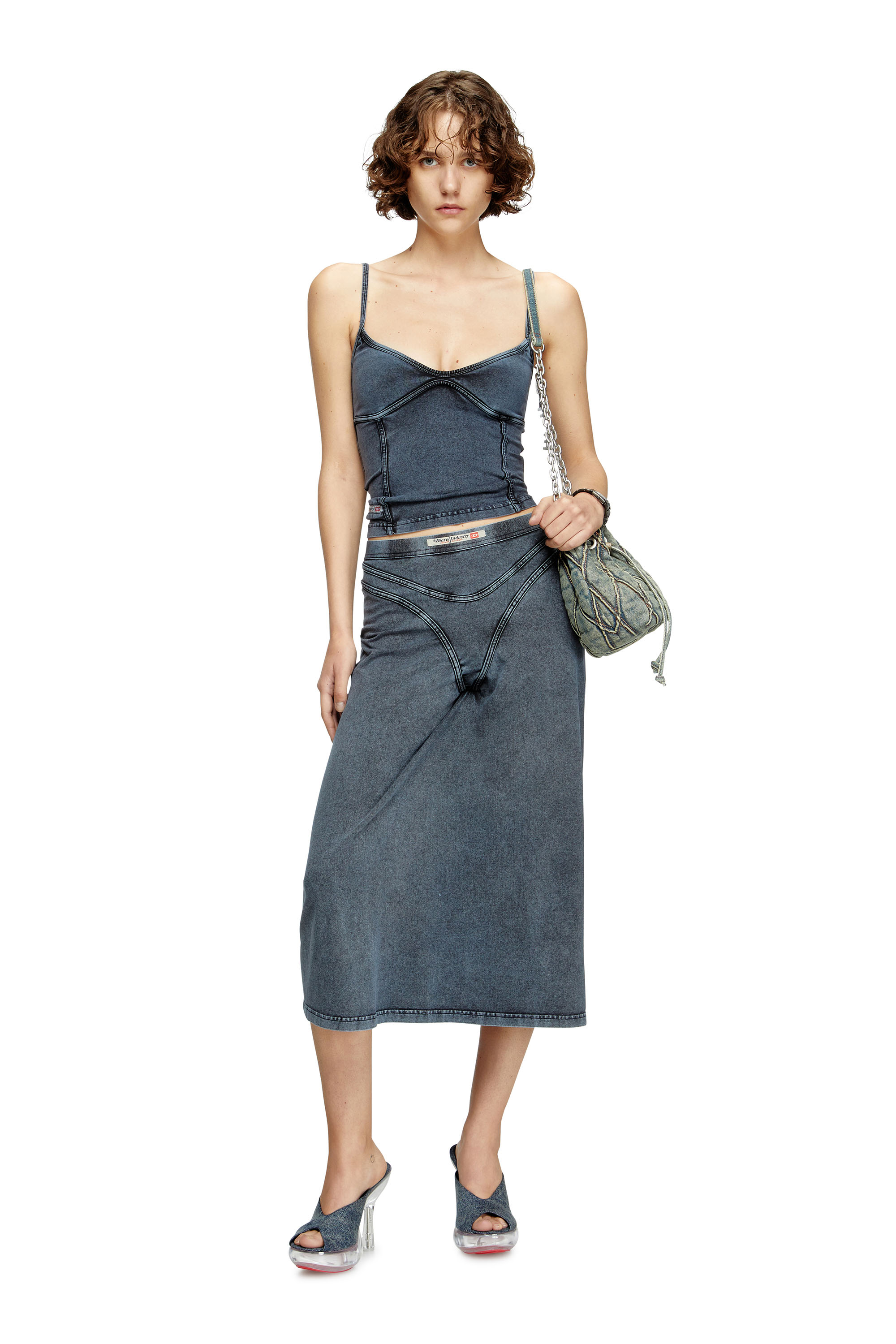 Diesel - T-ONY, Damen Trägertop aus Jersey in Denim-Optik in Dunkelblau - 1