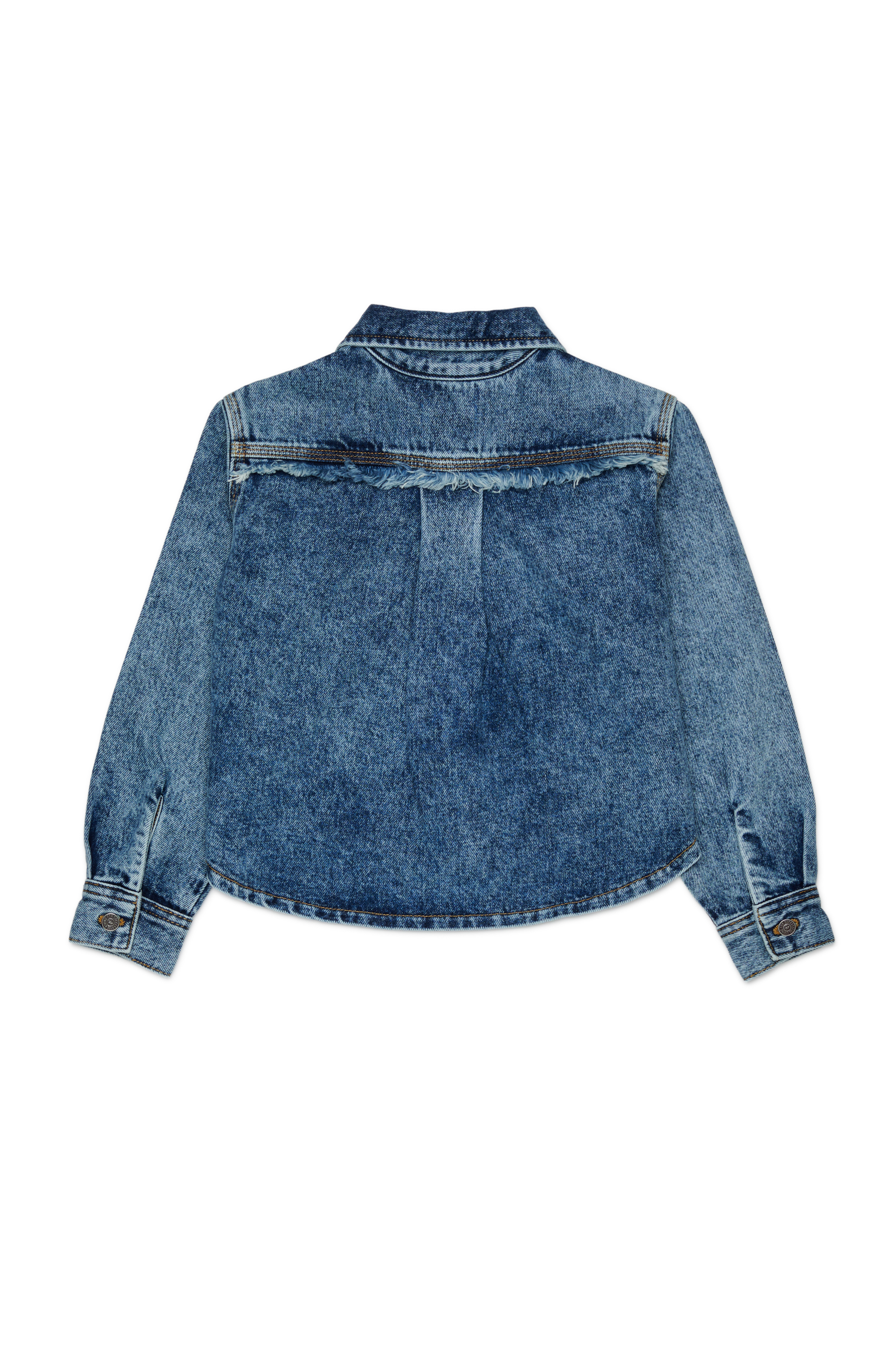 Diesel - CELKA, Damen Jeanshemd mit Rei&szlig;verschluss und ausgefranstem Detail in Mittelblau - 2