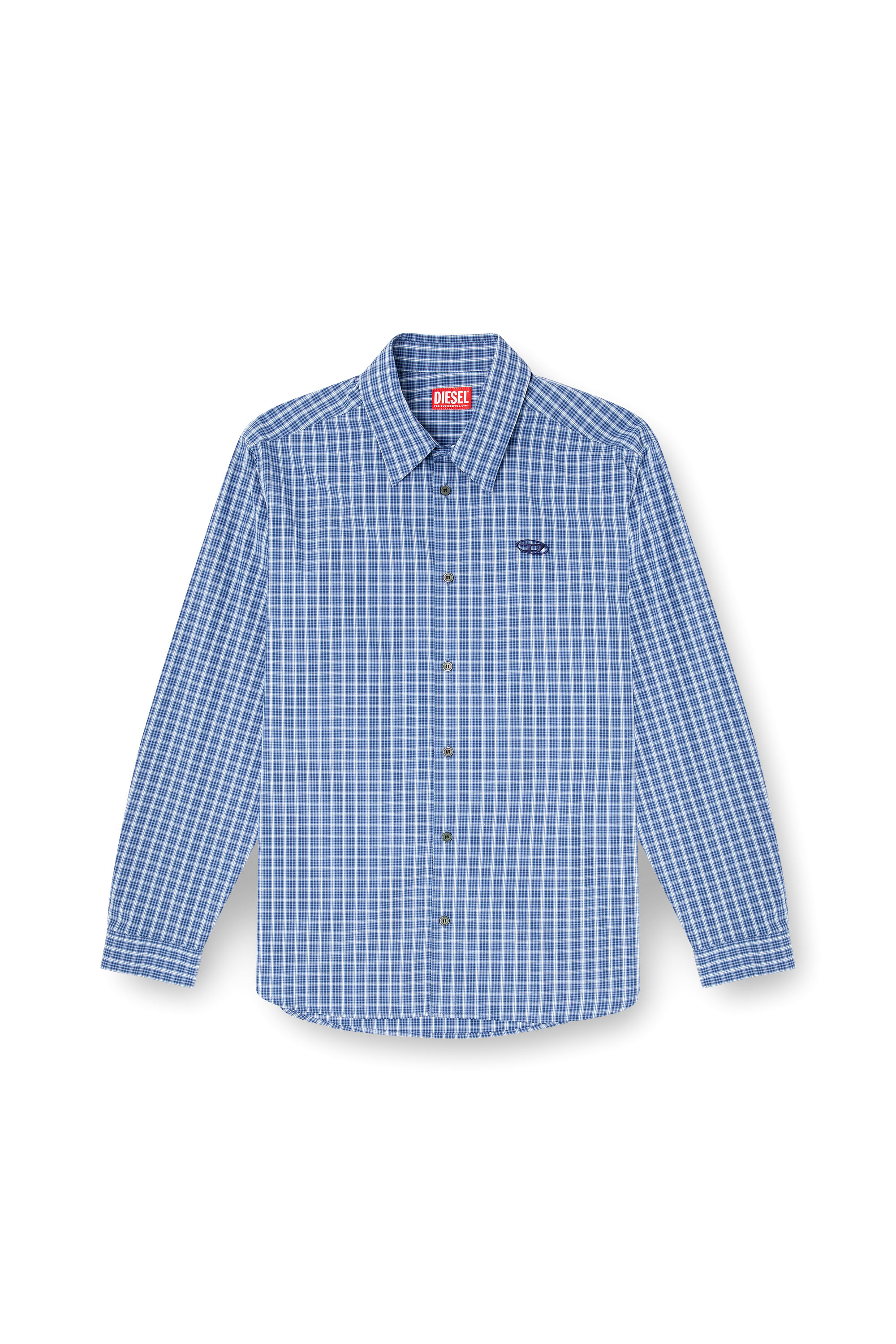 Diesel - S-SIMPLY-DLBV, Herren Karo-Shirt mit Oval D-Stickerei in Blau - 3