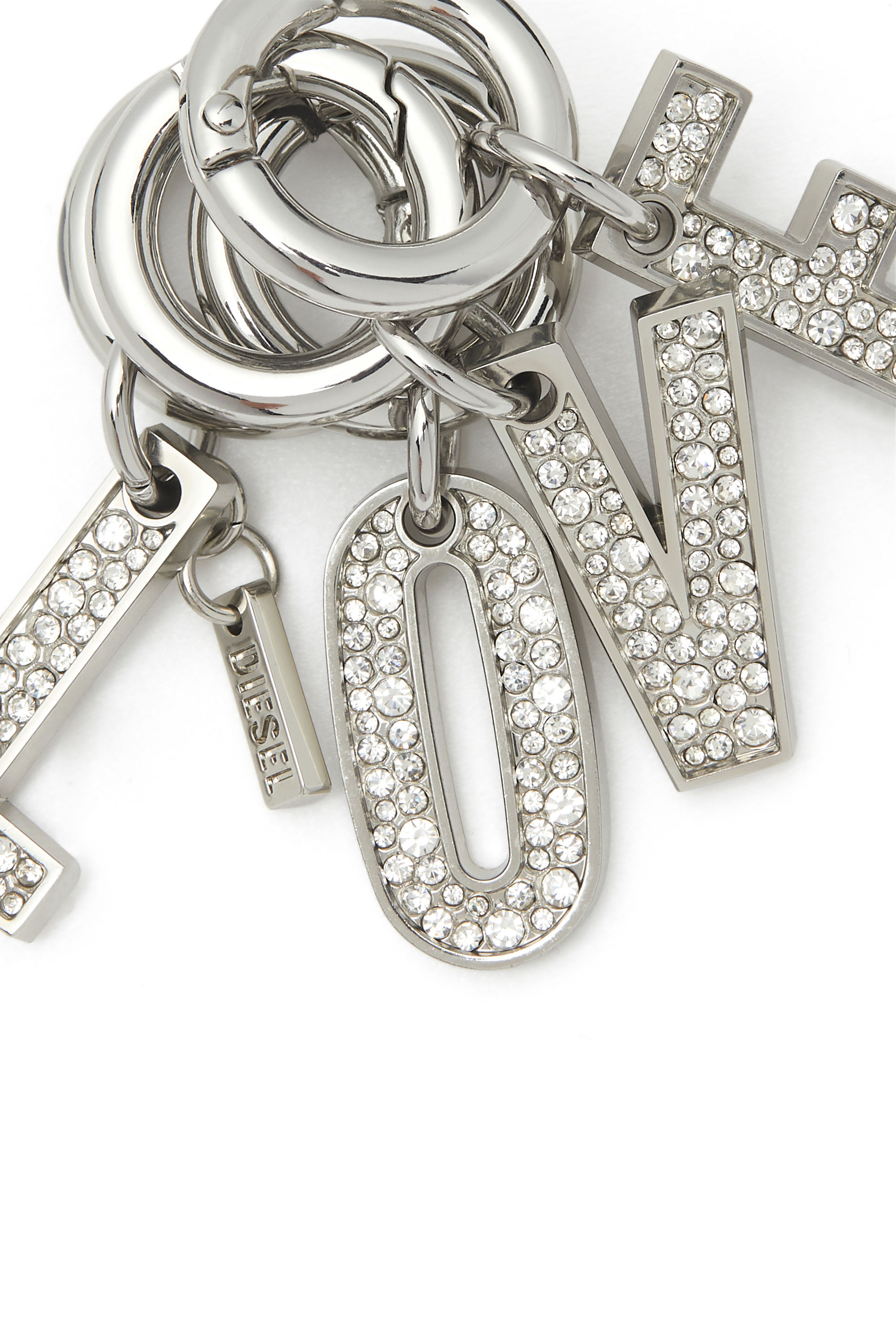 Diesel - CHARM-LOVE, Damen Metallschlüsselanhänger mit LOVE-Anhängern in Silber - 2