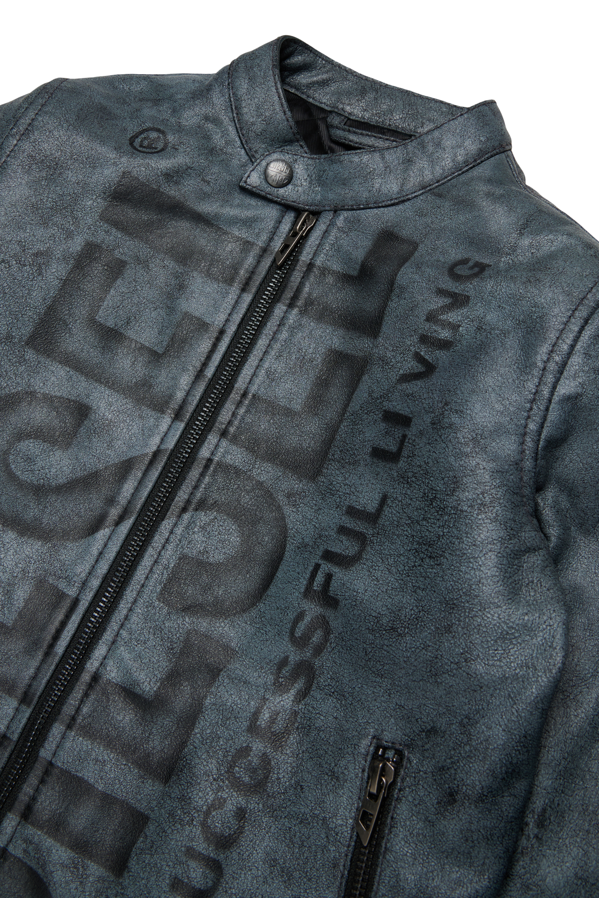 Diesel - JLEVERT, Herren Leder-bikerjacke mit maxi-logo in Schwarz - 3