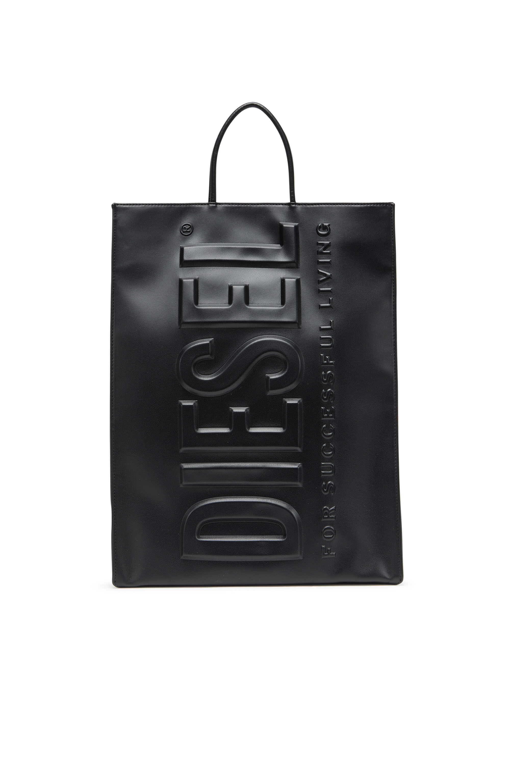 Diesel - DSL 3D SHOPPER L X, Dsl 3D L-Tote grande in PU con logo 3D Uomo in Nero - 1