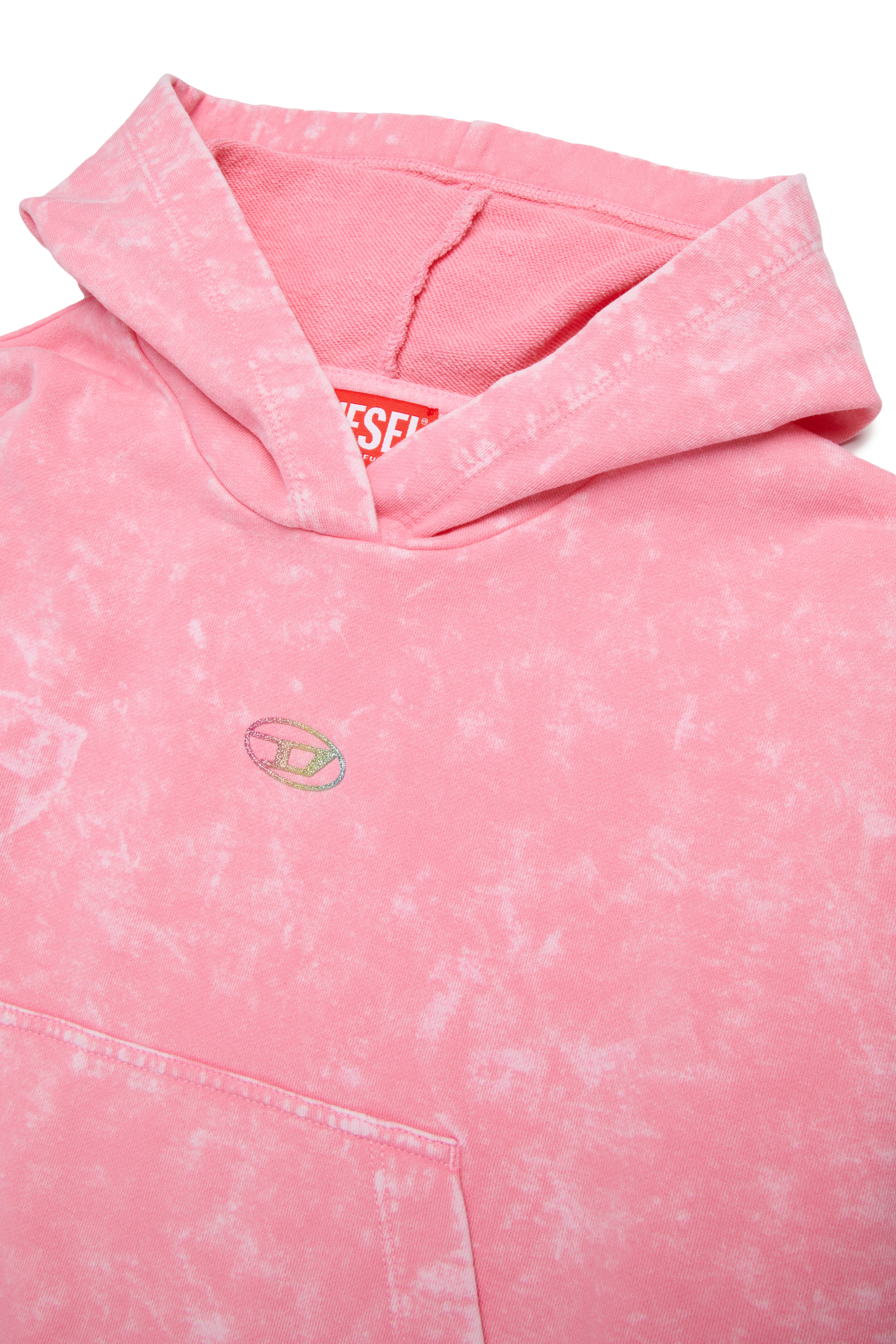 Diesel - SALIA, Sweat &agrave; capuche en coton effet d&eacute;lav&eacute; Femme in Rose - 3