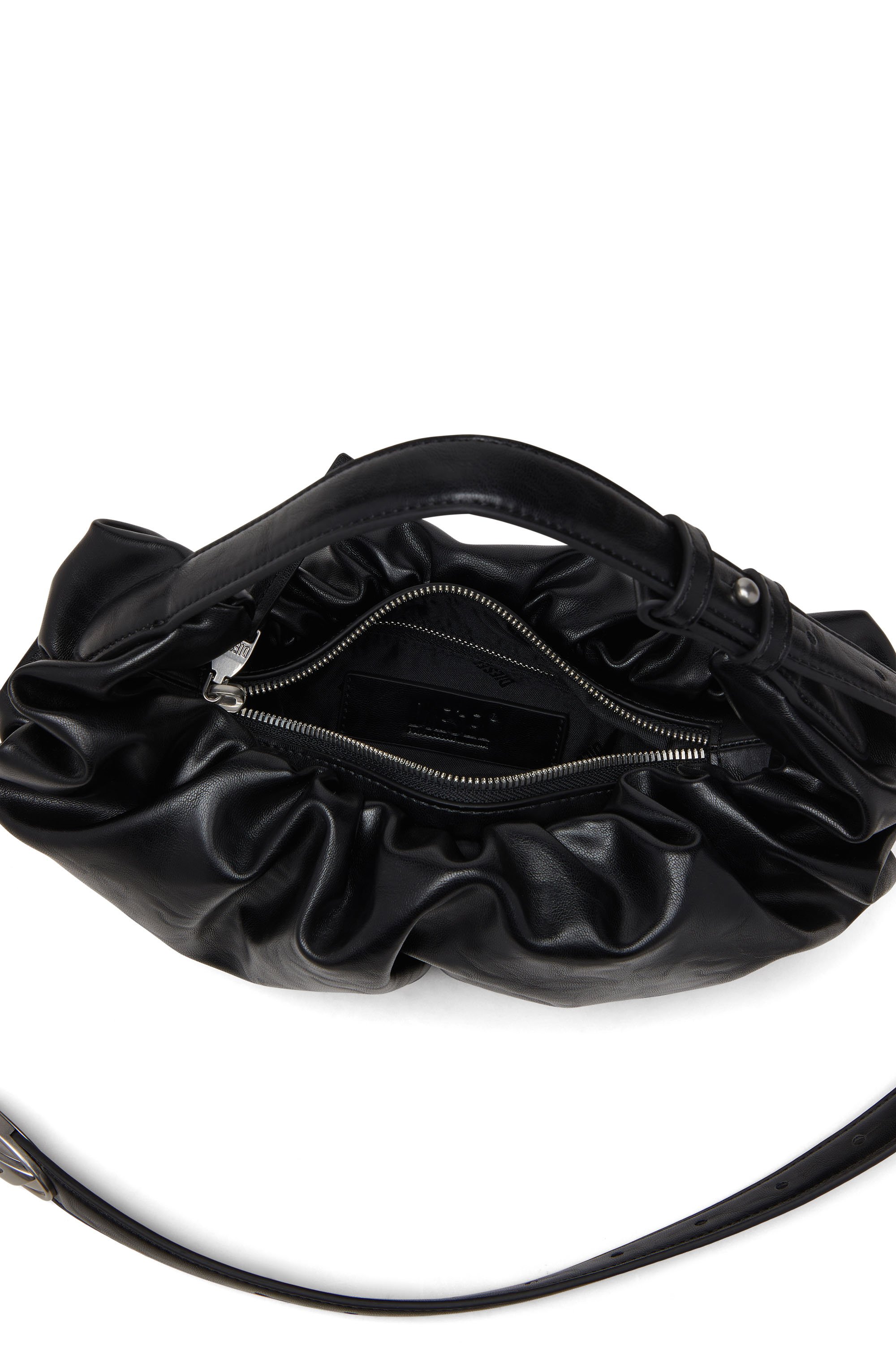 Diesel - GRAB-D HOBO S, Grab-D S-Borsa hobo piccola in PU lucido scrunched Donna in Nero - 3