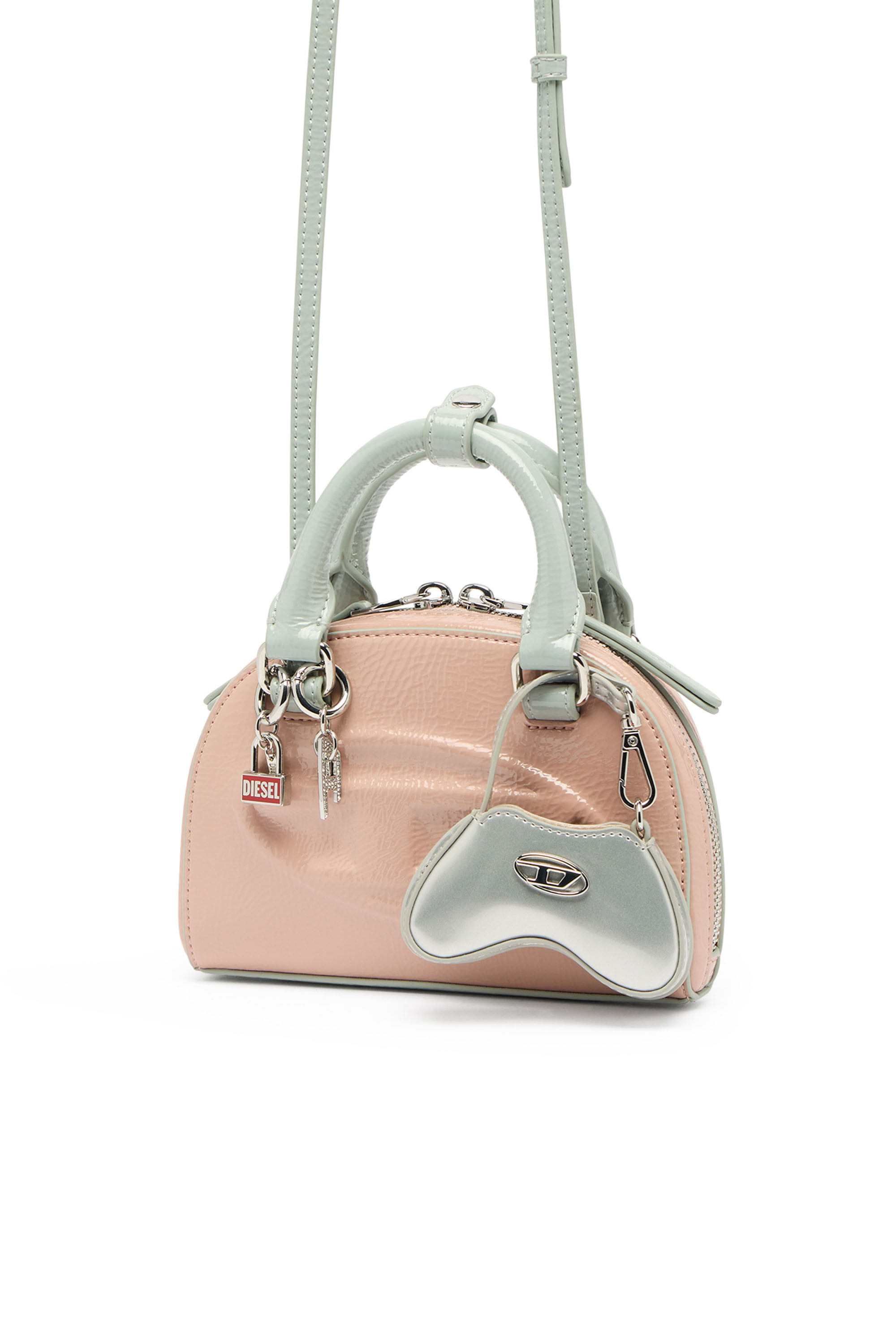 Diesel - 1DR DOME CROSSBODY XS, Damen 1DR Dome-Mini Umh&auml;ngetasche mit Naplak-Effekt in Rosa - 2