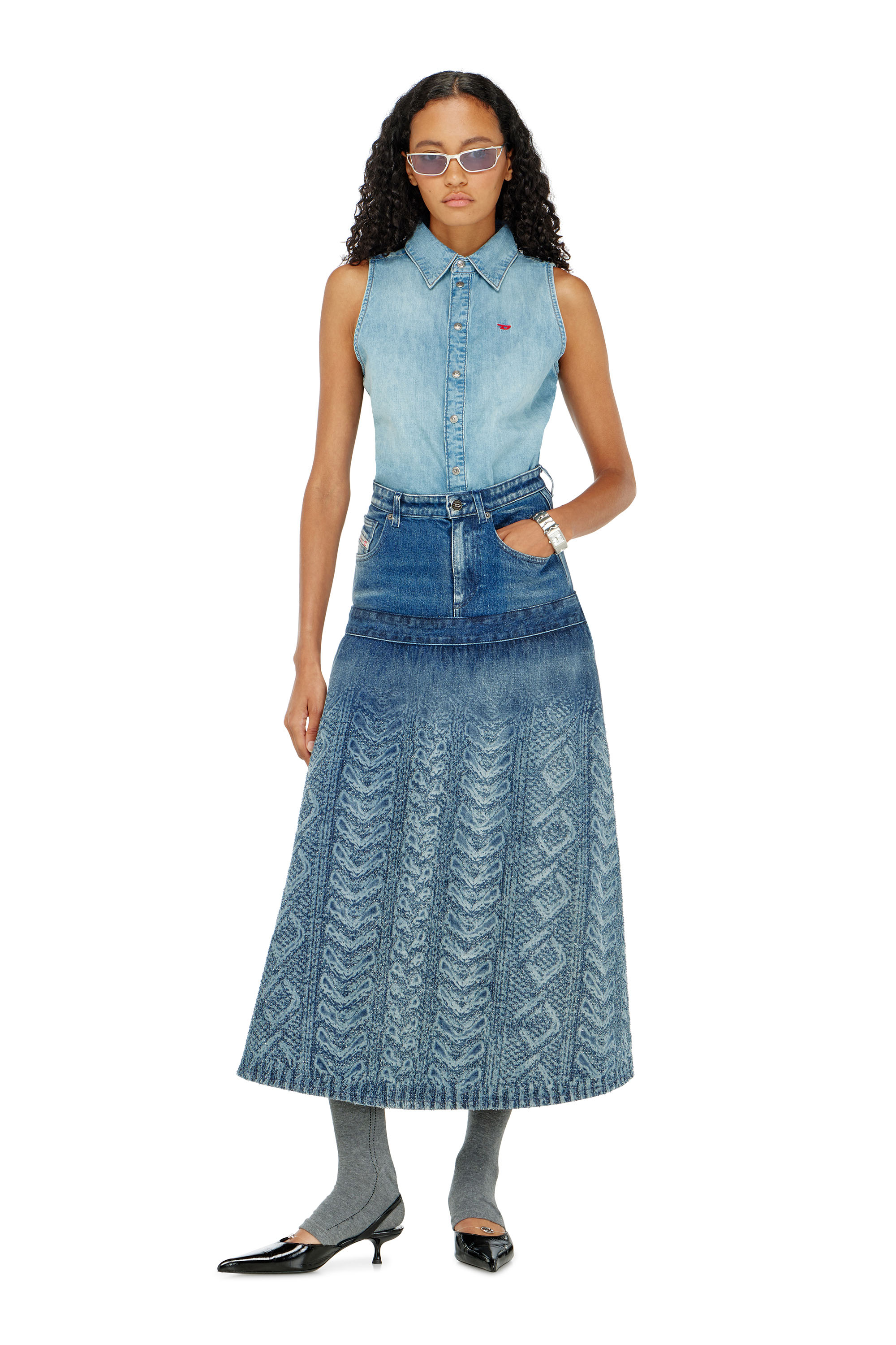 Diesel - DE-EAZY-SL, Camicia in denim senza maniche Donna in Blu - 1