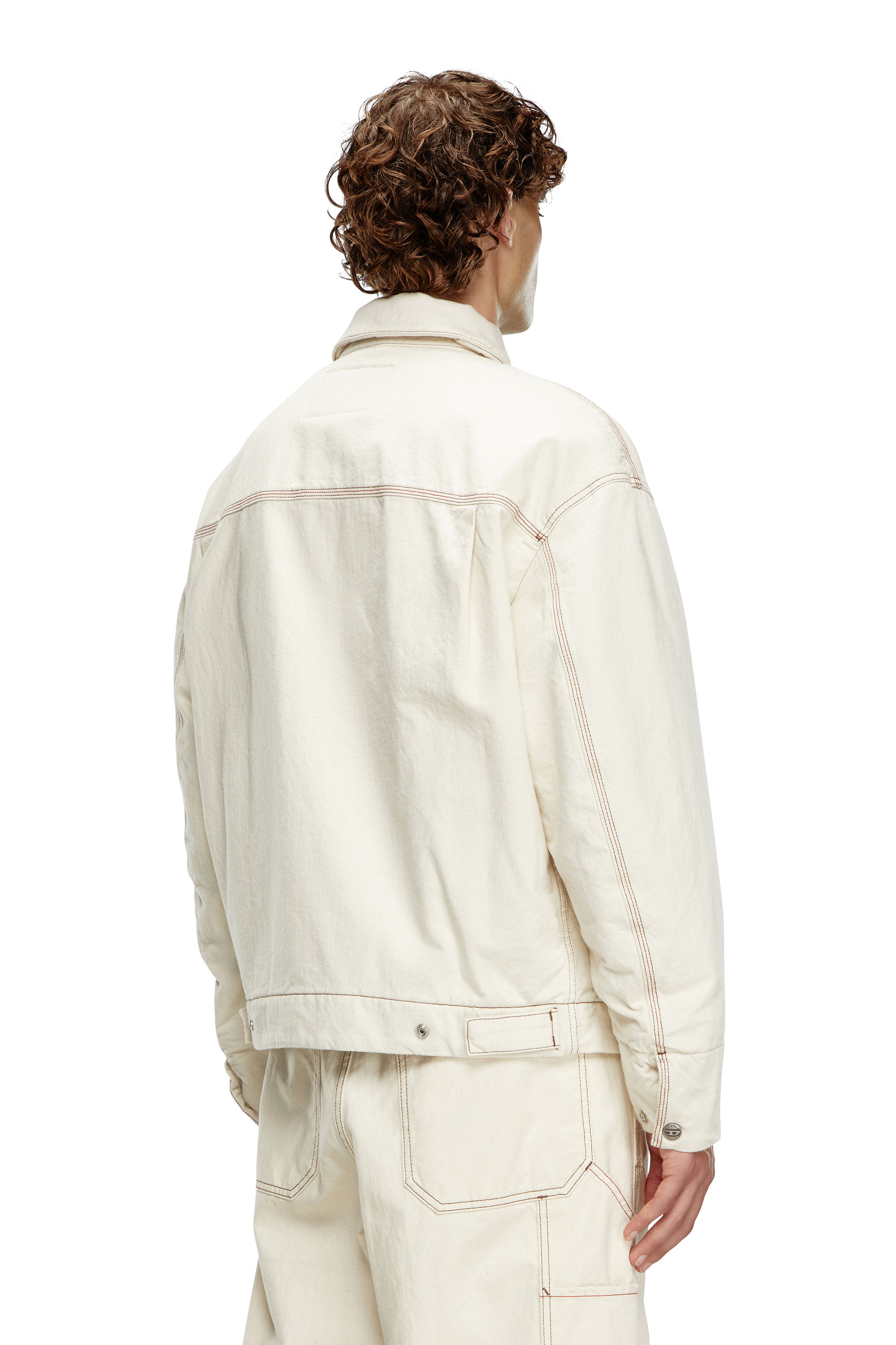 Diesel - D-STACK, Man Padded jacket in clean-wash denim in White - Image 4