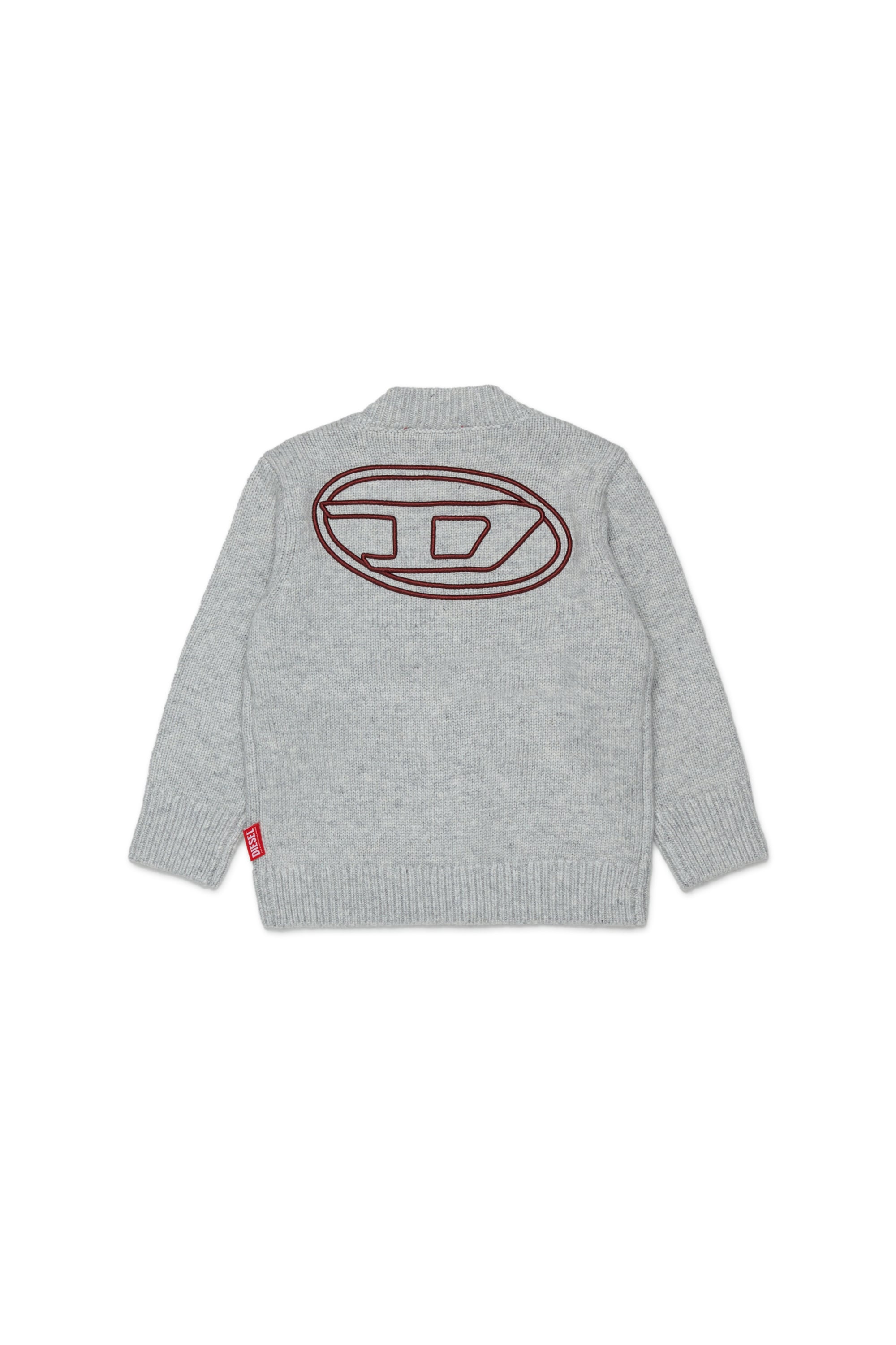 Diesel - KOLYB, Man's Cashmere-enriched cardigan with big Oval D in Grey - 2
