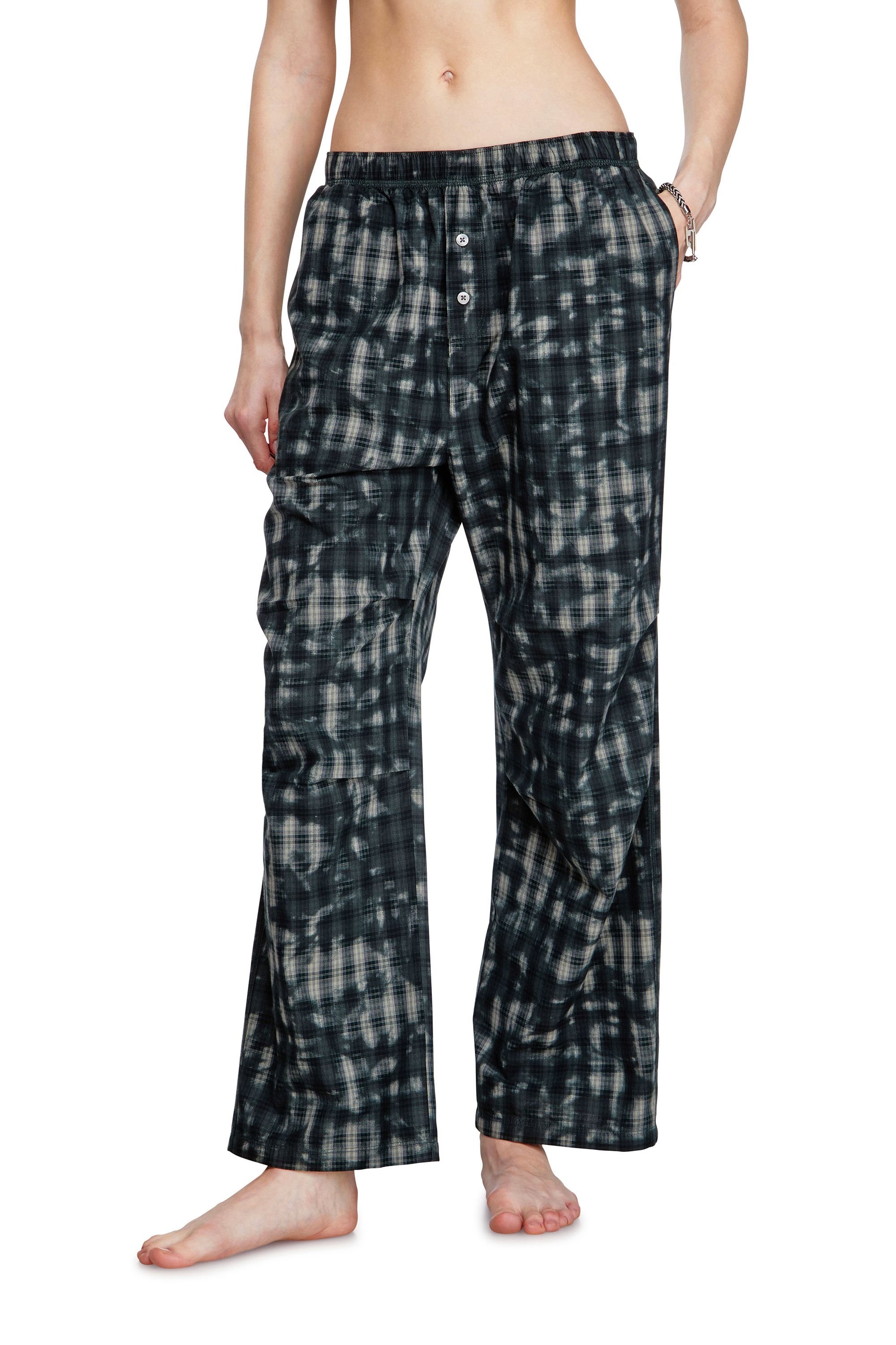 Diesel - VINCE-UTLT, Pantaloni pigiama con stampa check Unisex in Verde - 3