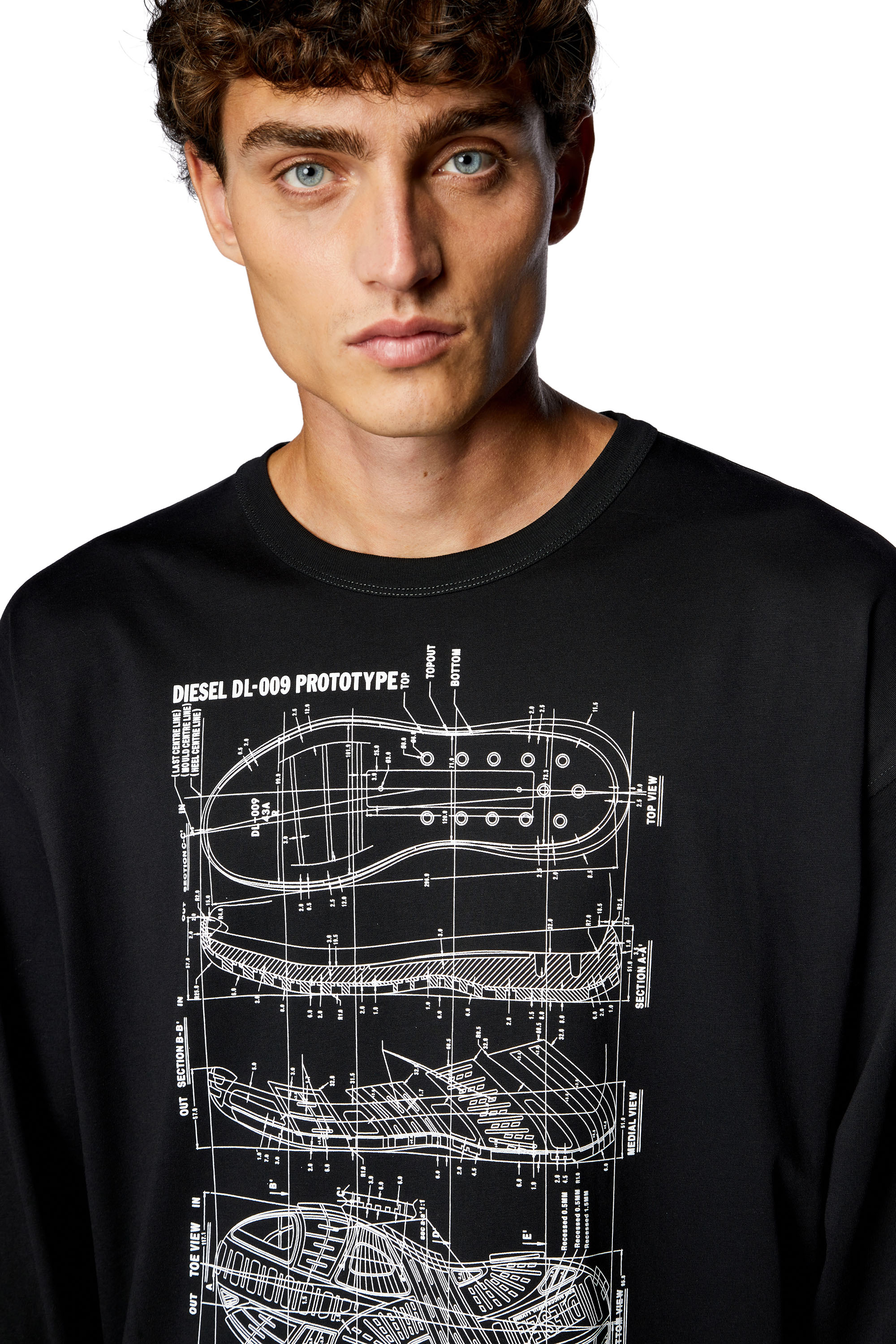 Diesel - T-BOXT-LS-N5, Man Long-sleeve T-shirt with Prototype print in Black - Image 5