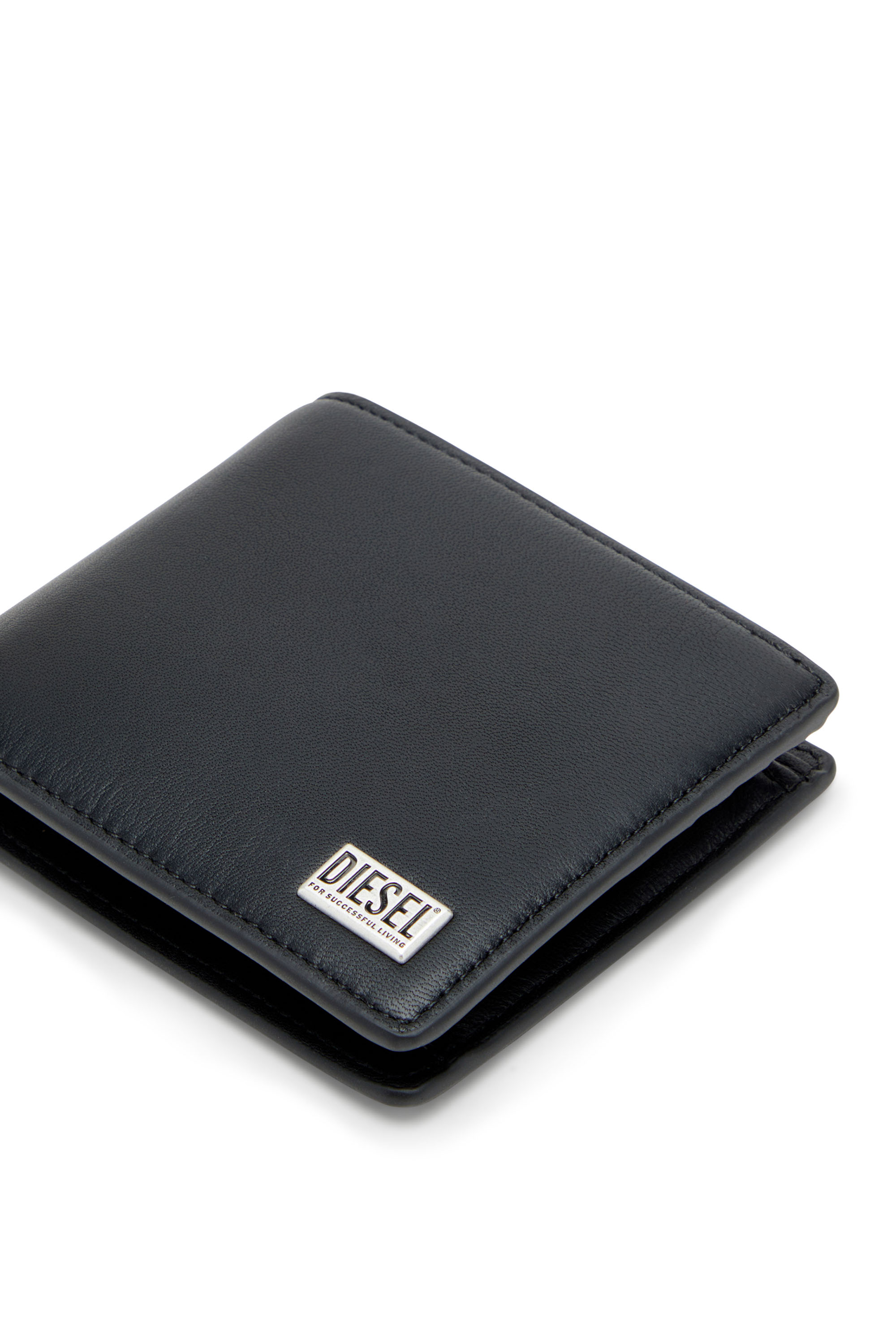 Diesel - BISCOTTO BI FOLD COIN S 3D, Portefeuille à rabats en cuir semi-brillant Homme in Noir - 4