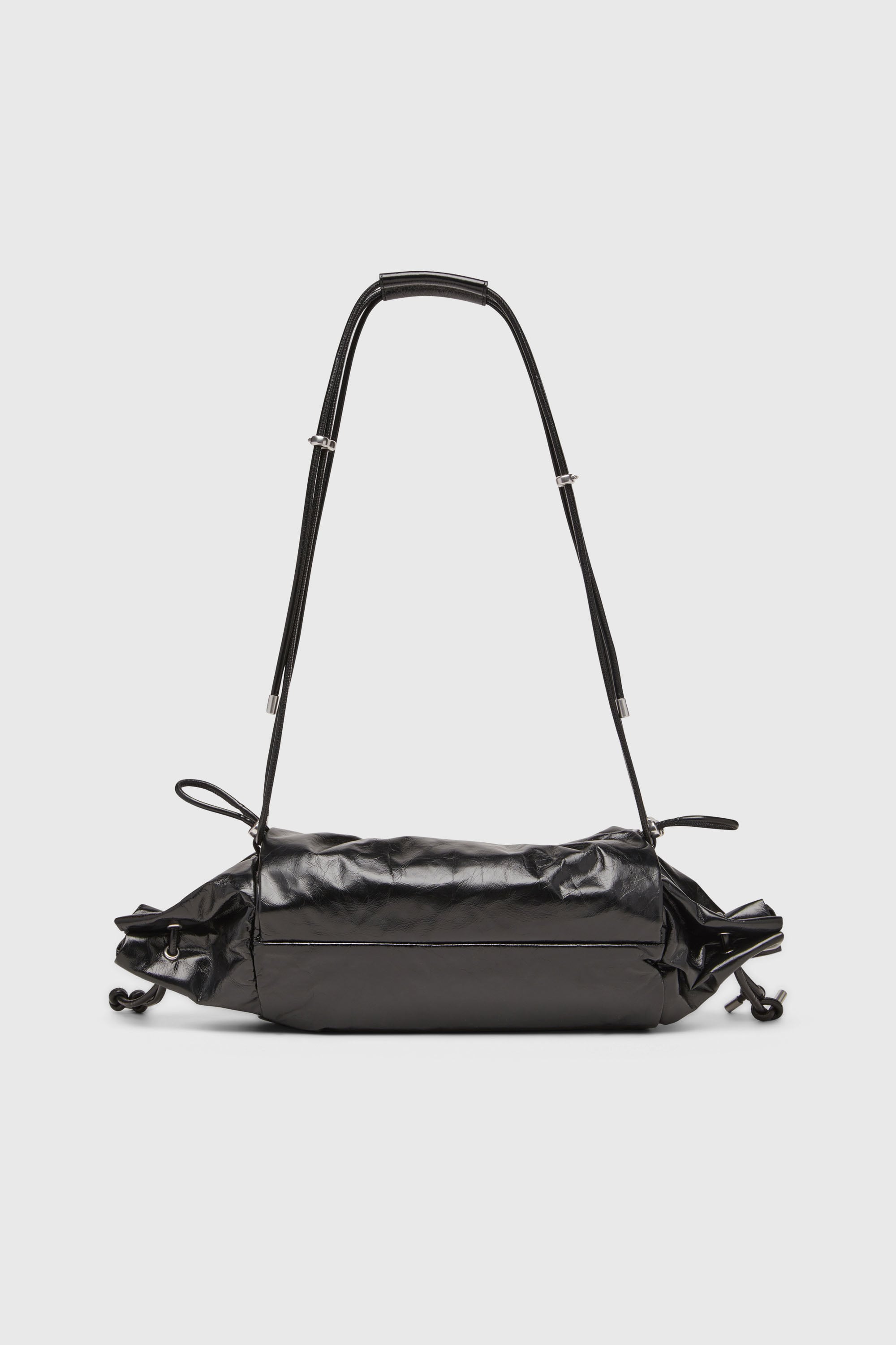 Diesel - SCRUNCH-D SHOULDER M, Scrunch-D M-Borsa a spalla arricciata in pelle lucida Donna in Nero - 2