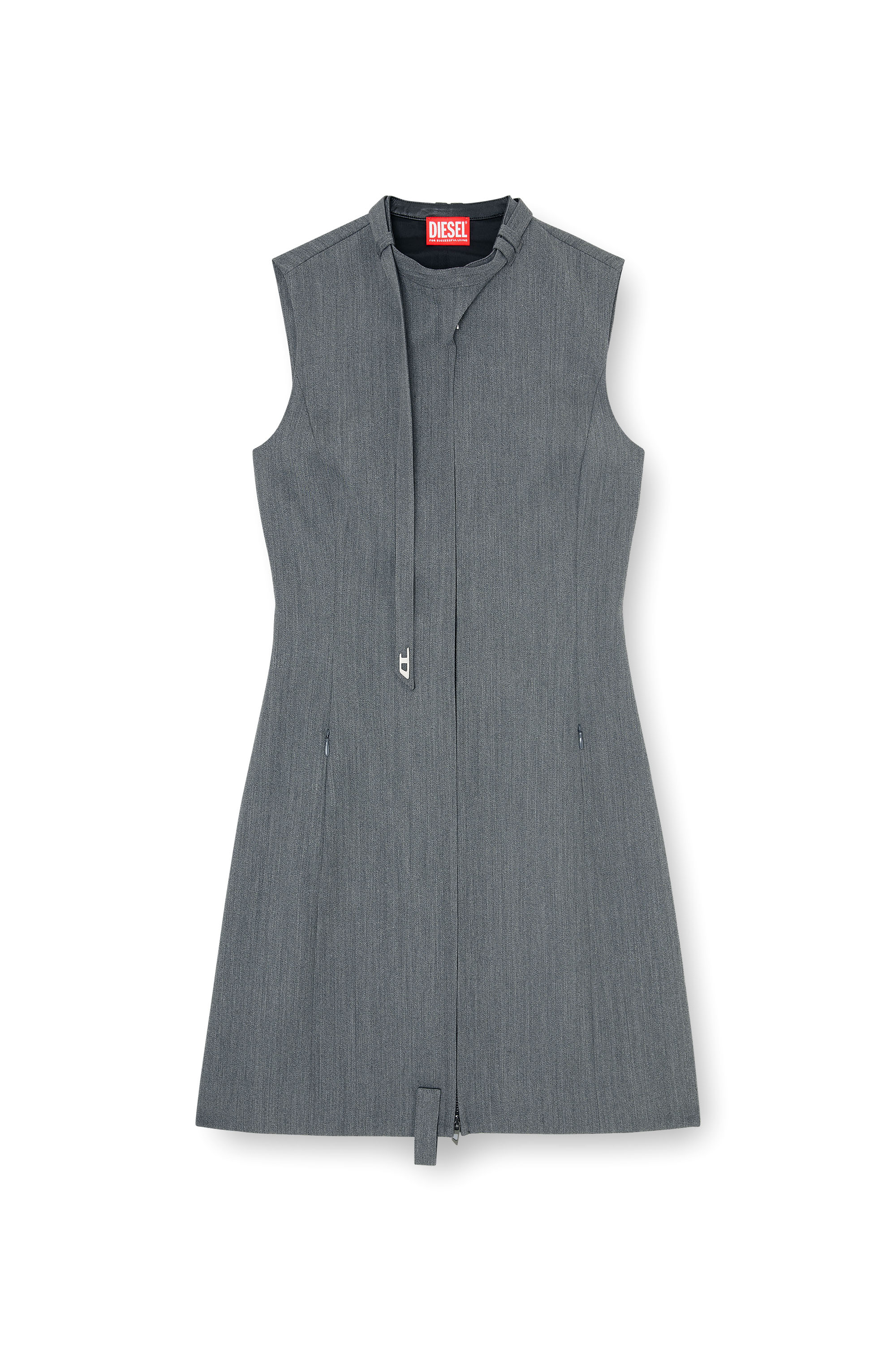 Diesel - D-RUVAN, Abito midi sartoriale con cinturino biker Donna in Grigio - 2