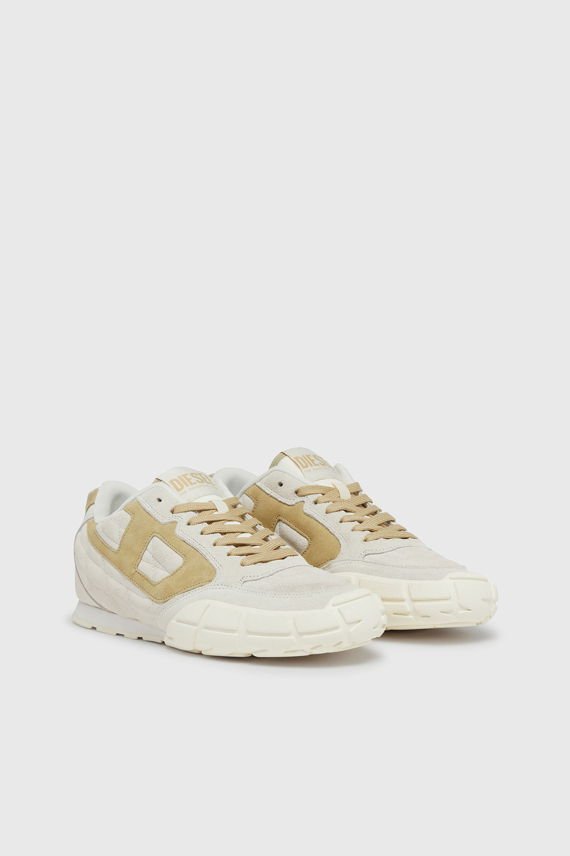 Diesel - S-PAGODHA LOW W, Damen S-Pagodha-Quilted Sneakers aus Veloursleder in Wei&szlig;/Braun - 2