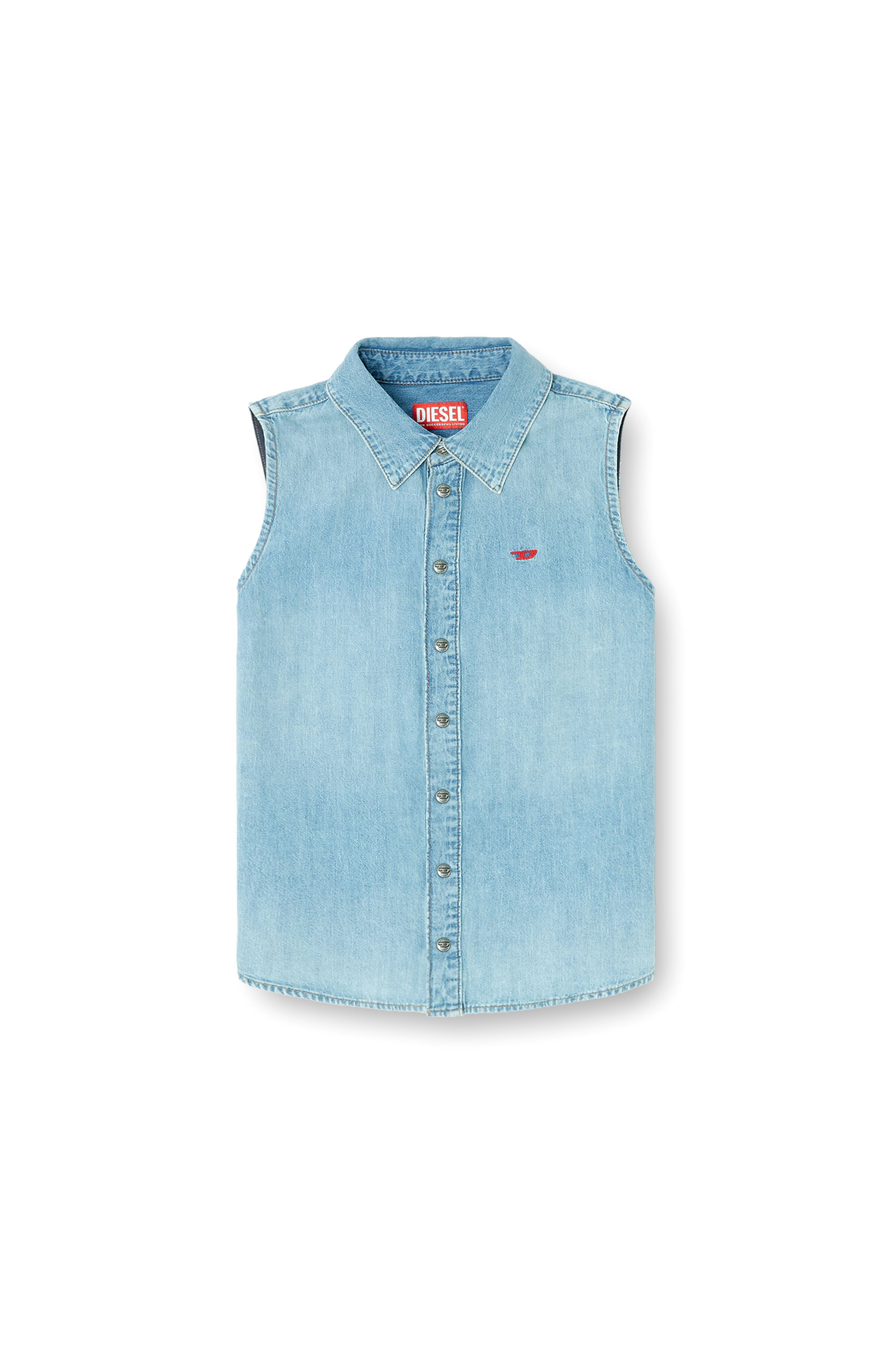 Diesel - DE-EAZY-SL, Damen &Auml;rmelloses Jeanshemd in Hellblau - 3