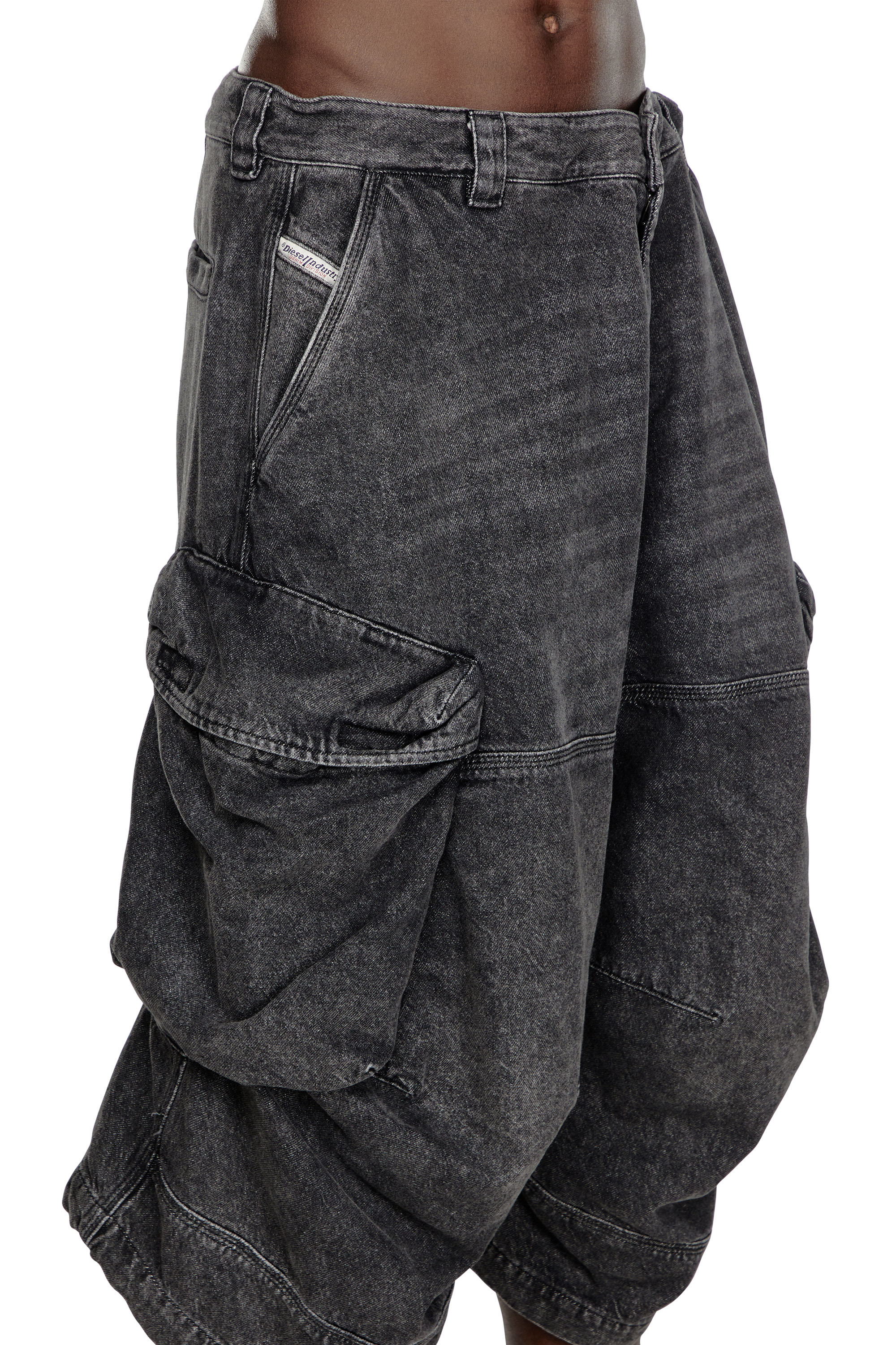 Diesel - D-ARNE-SHORT-S, Man Long shorts in denim with cargo pockets in Black - Image 4