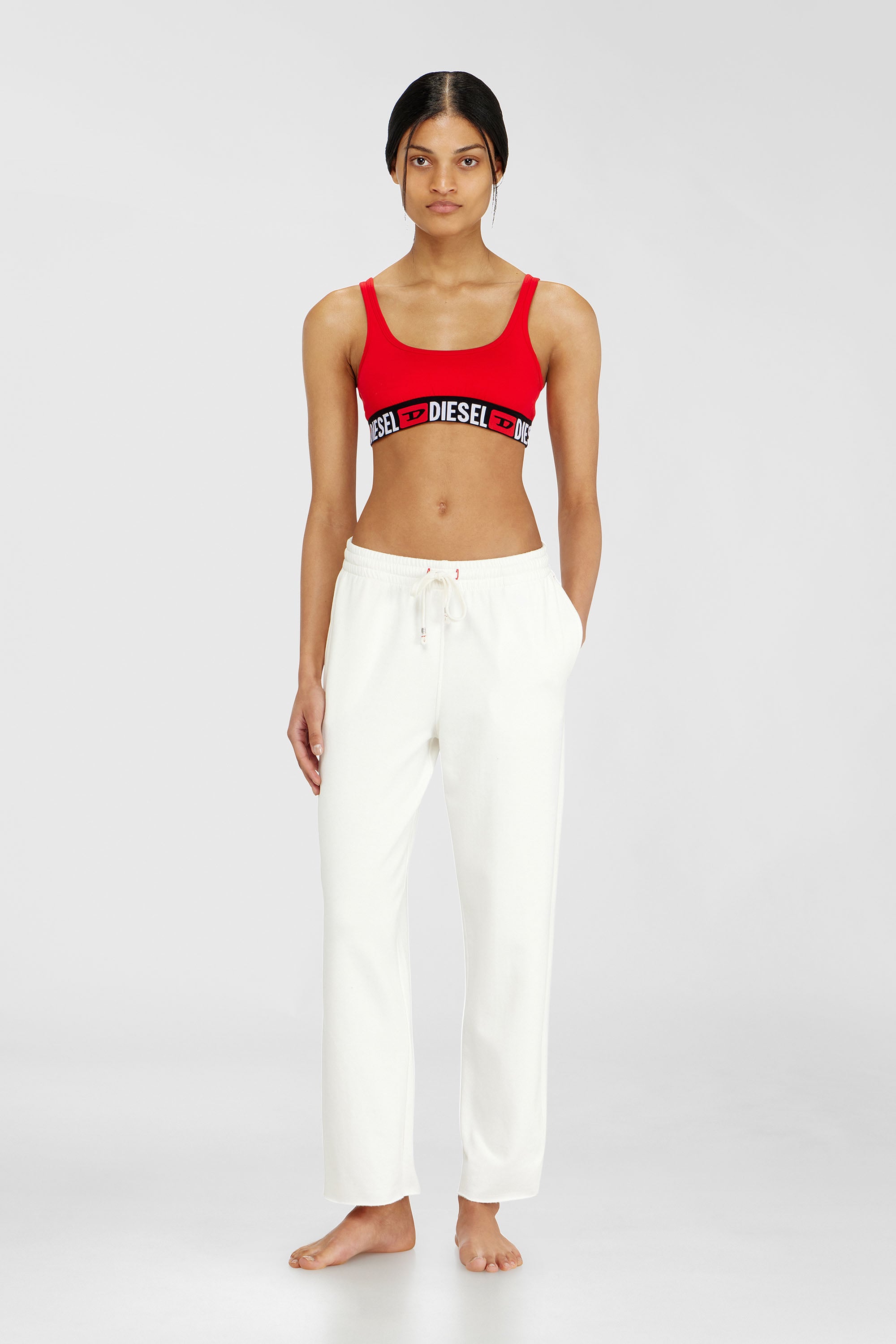 Diesel - INDRA-D-CORE, Pantaloni felpati smerigliati con orli vivi Donna in Bianco - 1