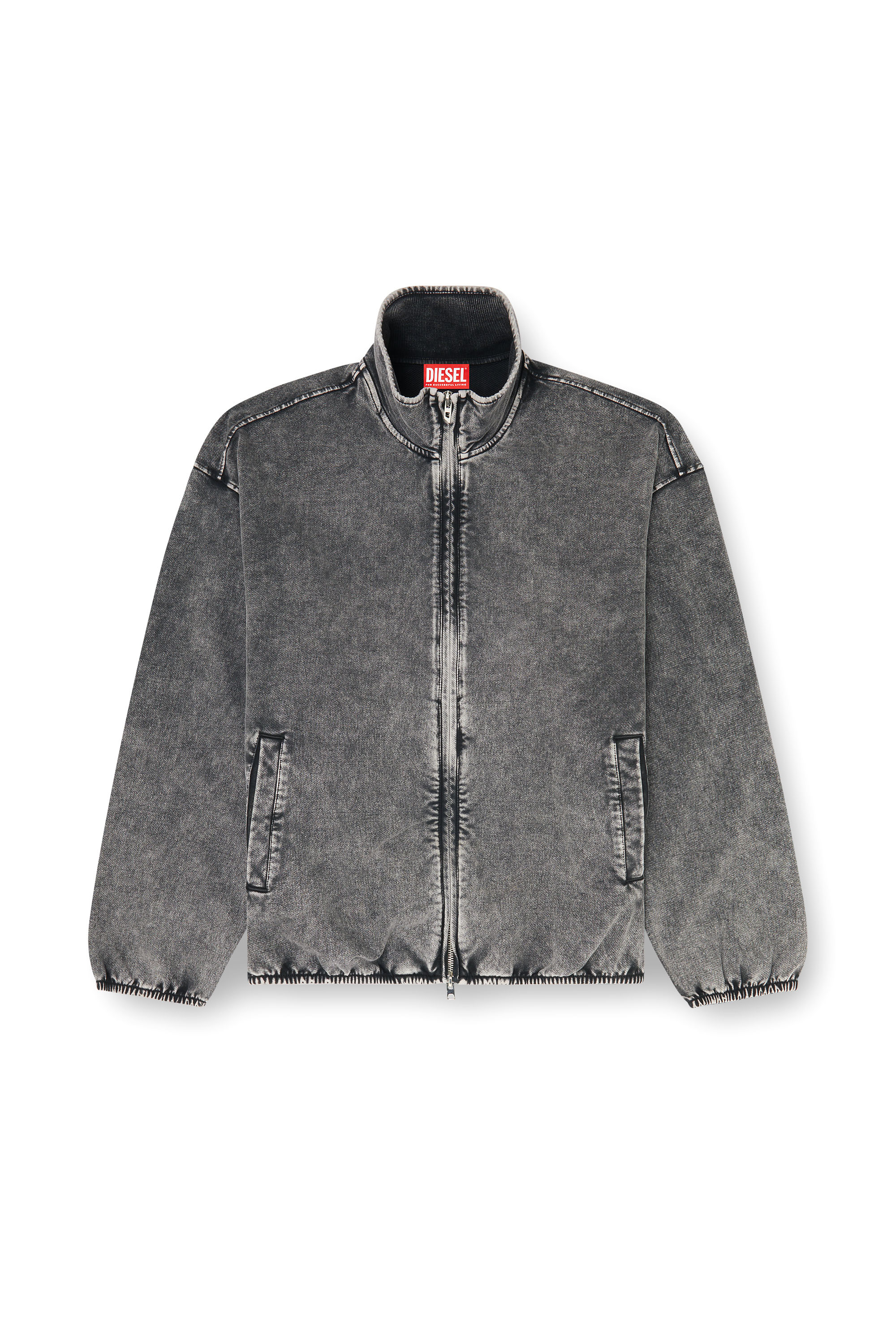 Diesel - S-CORSY, Veste sweat effet denim Homme in Gris - 3
