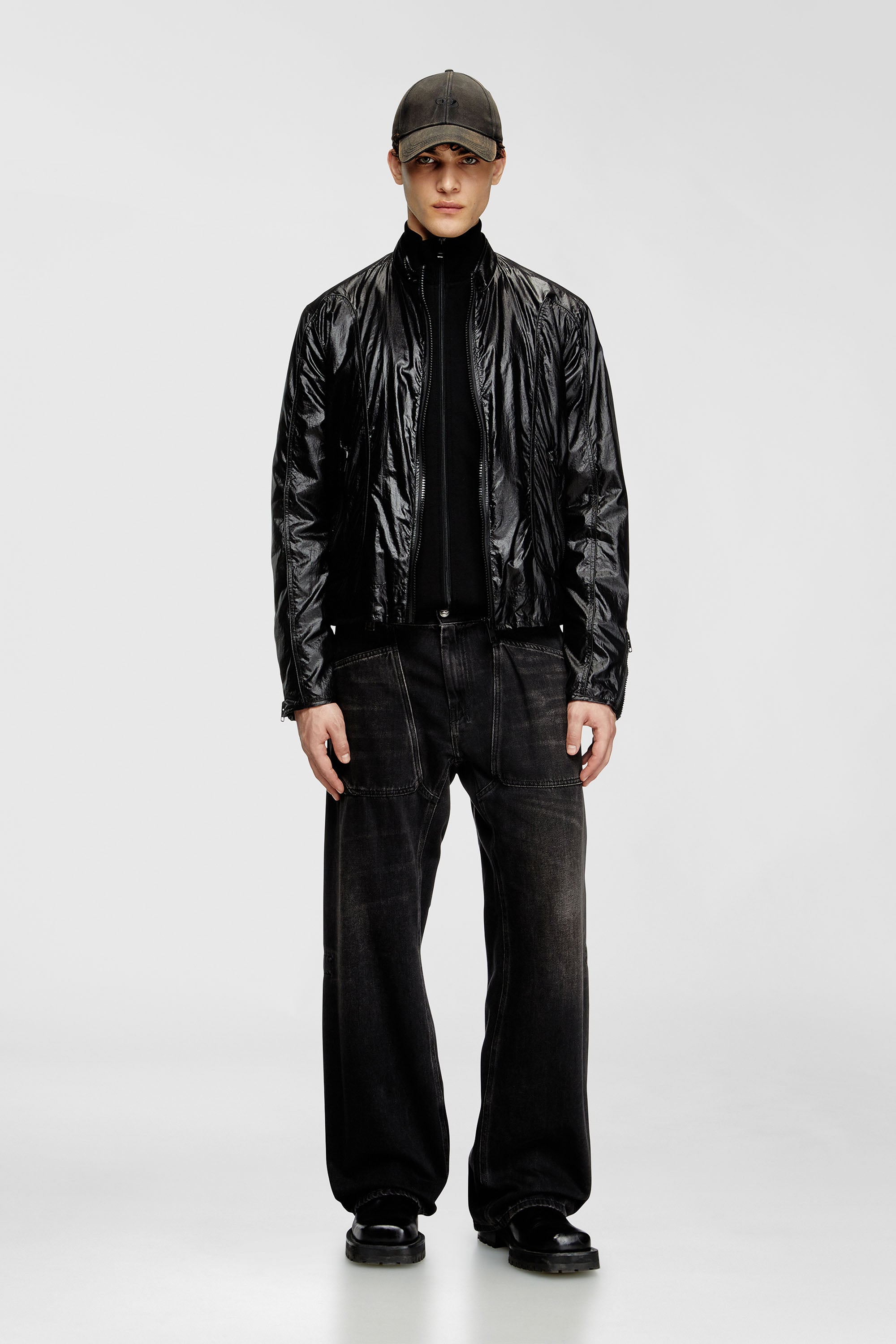 Diesel - J-CLAYS, Giacca biker in ripstop lucido Uomo in Nero - 2