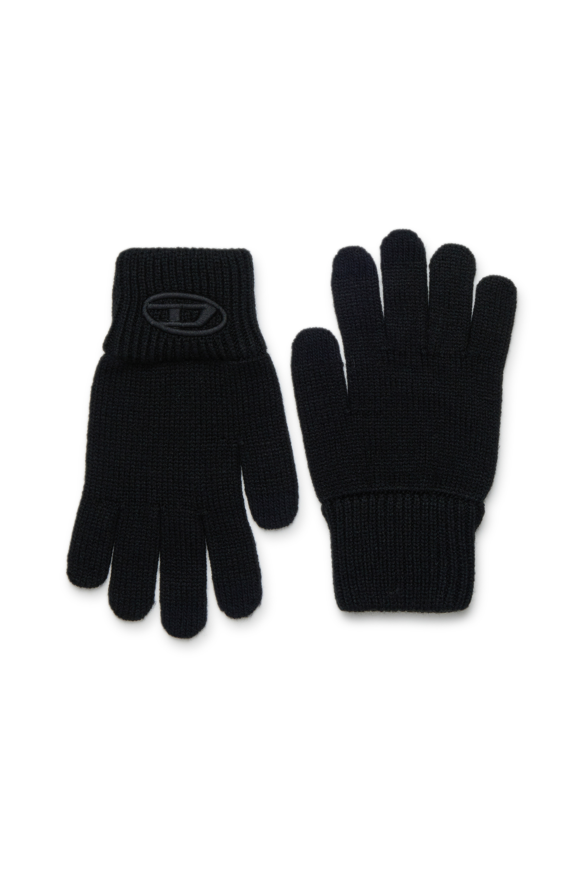 Diesel - NUTTI, Unisex Wollhandschuhe mit Oval-D-Logo in Schwarz - 1