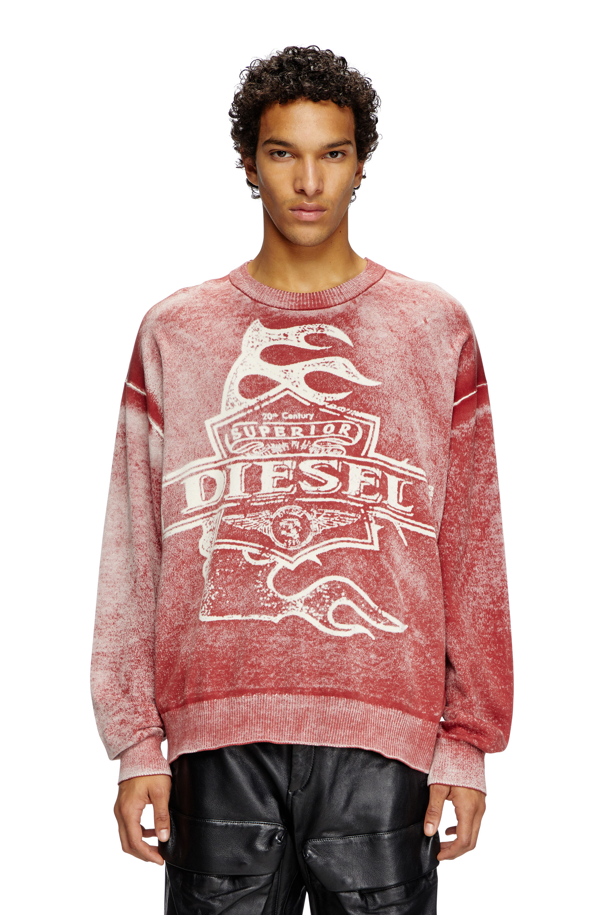 Diesel - K-BELEZ, Maglia con logo stampato al contrario Uomo in Rosso - 1