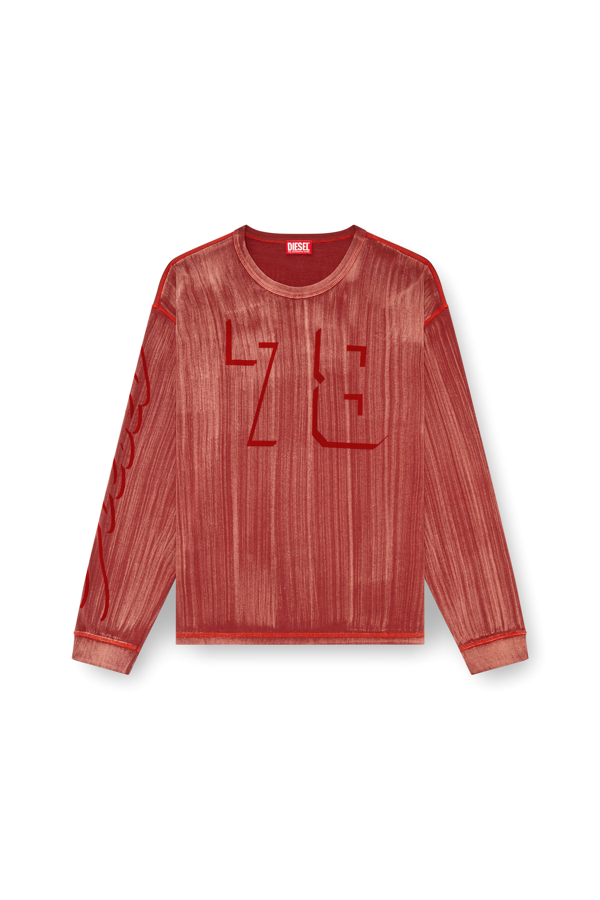Diesel - T-BOXT-LS-Q2, Uomo T-shirt a maniche lunghe con pennellate in Rosso - Image 3