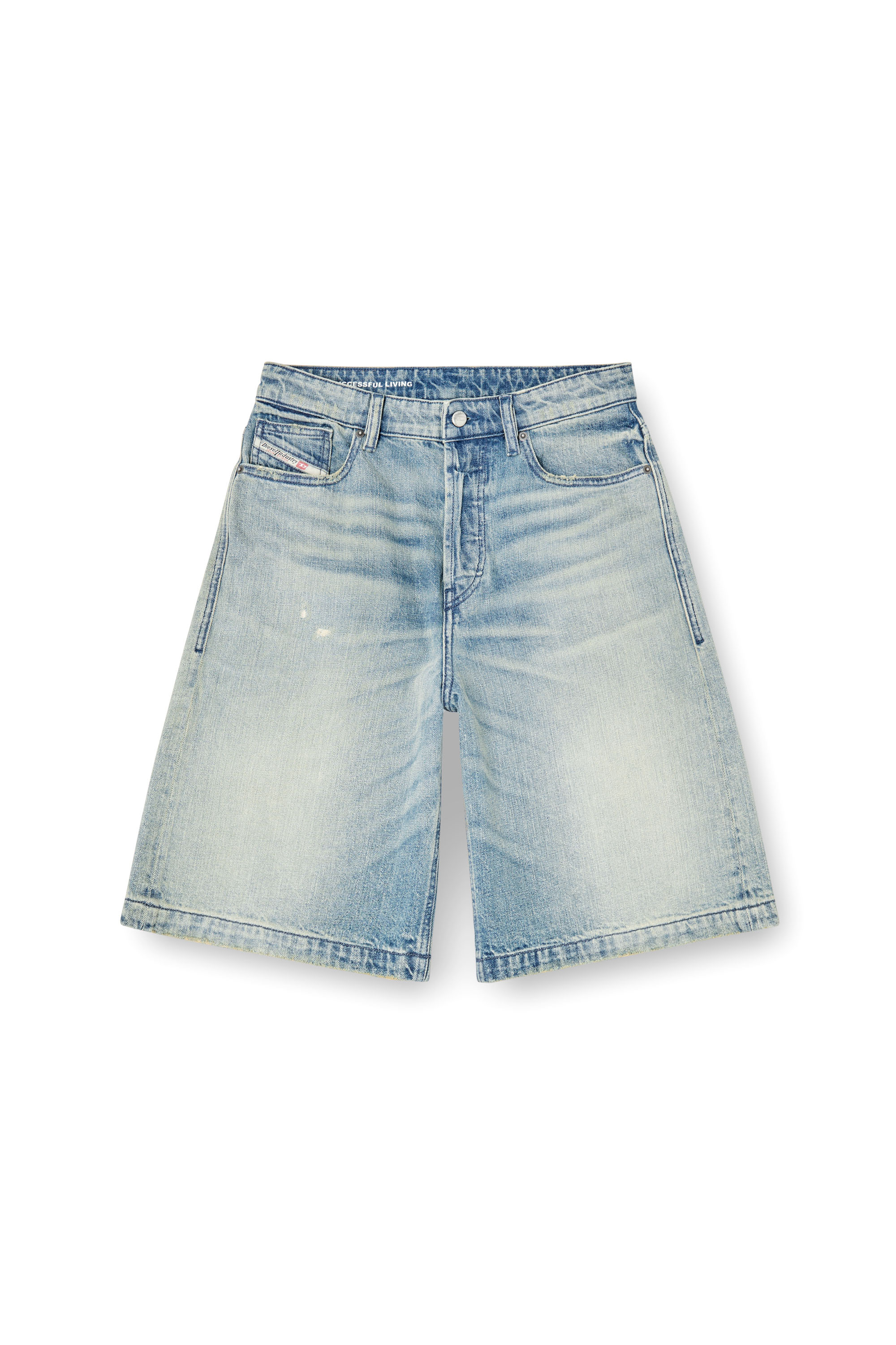 DE-SIRE-SHORT, Blu Chiaro Diesel - DE-SIRE-SHORT, Short in denim effetto vissuto Donna in Blu - 2