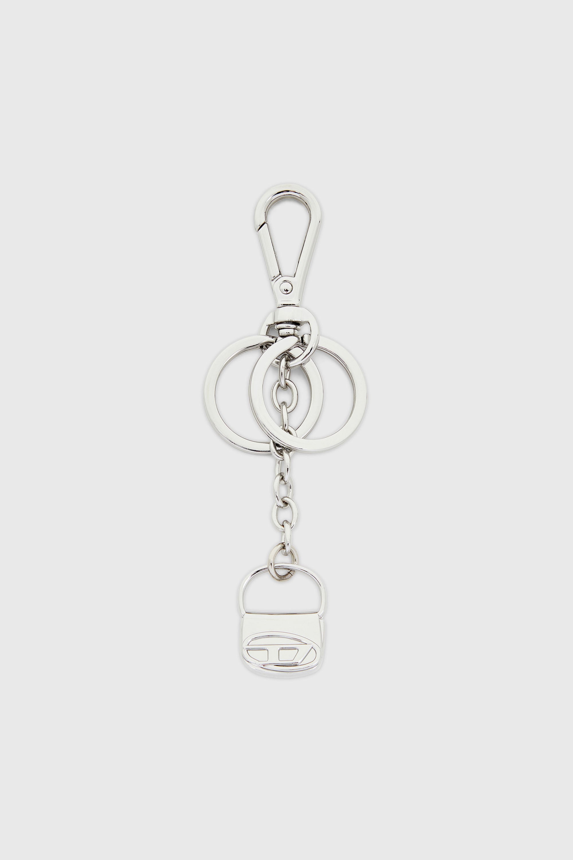 Diesel - 1DR-KEYRING CHARM, Damen Schl&uuml;sselring aus Metall mit 1DR-Bag-Charm in Silber - 1