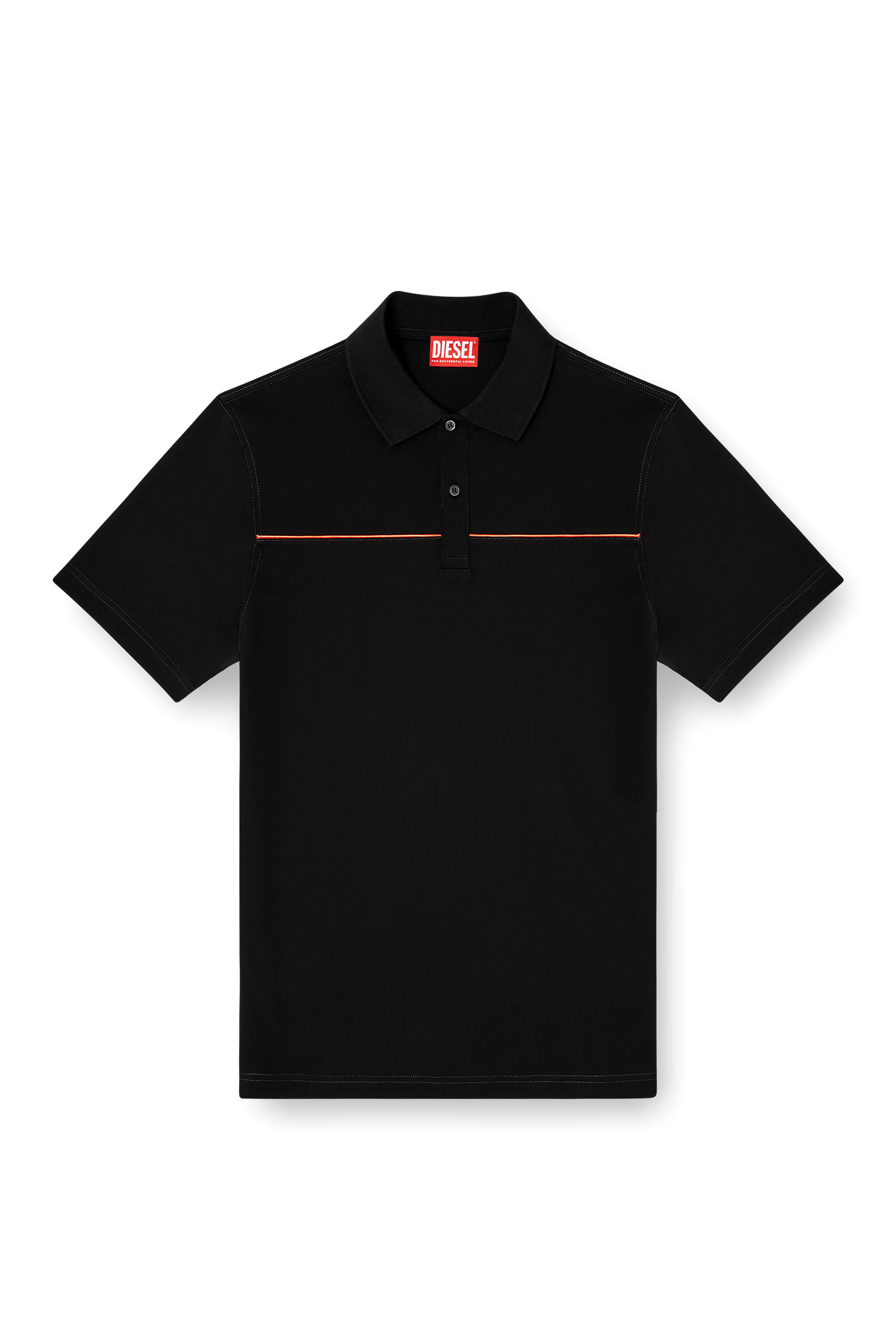 Diesel - T-REJUST-PIPING, Polo con profili a contrasto Uomo in Nero - 3