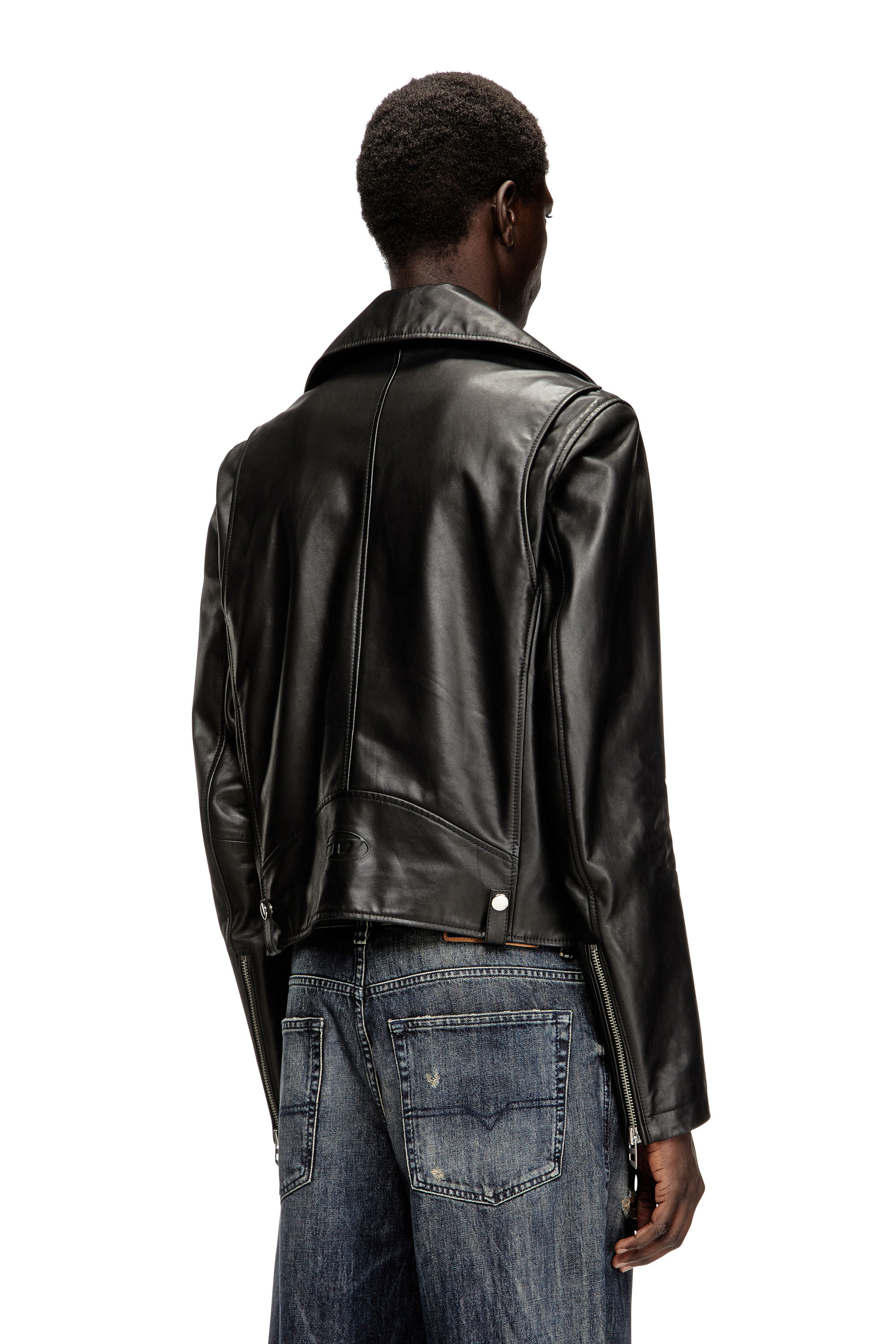 Diesel - L-EO-WRD, Veste de motard en cuir ciré Homme in Noir - 4