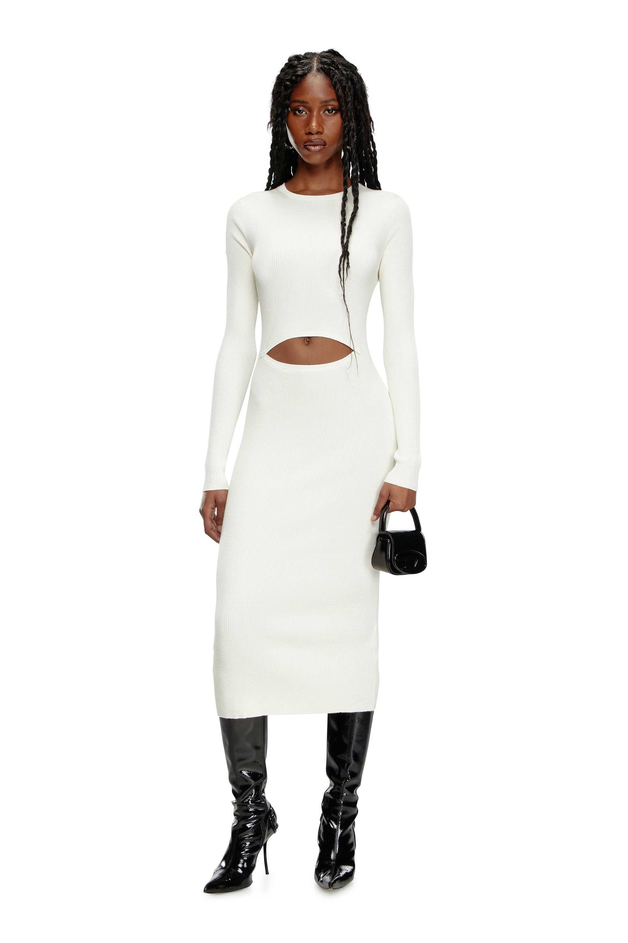 Diesel - M-PELAGOS, Femme Robe en laine mélangée avec cut-out in Blanc - Image 2