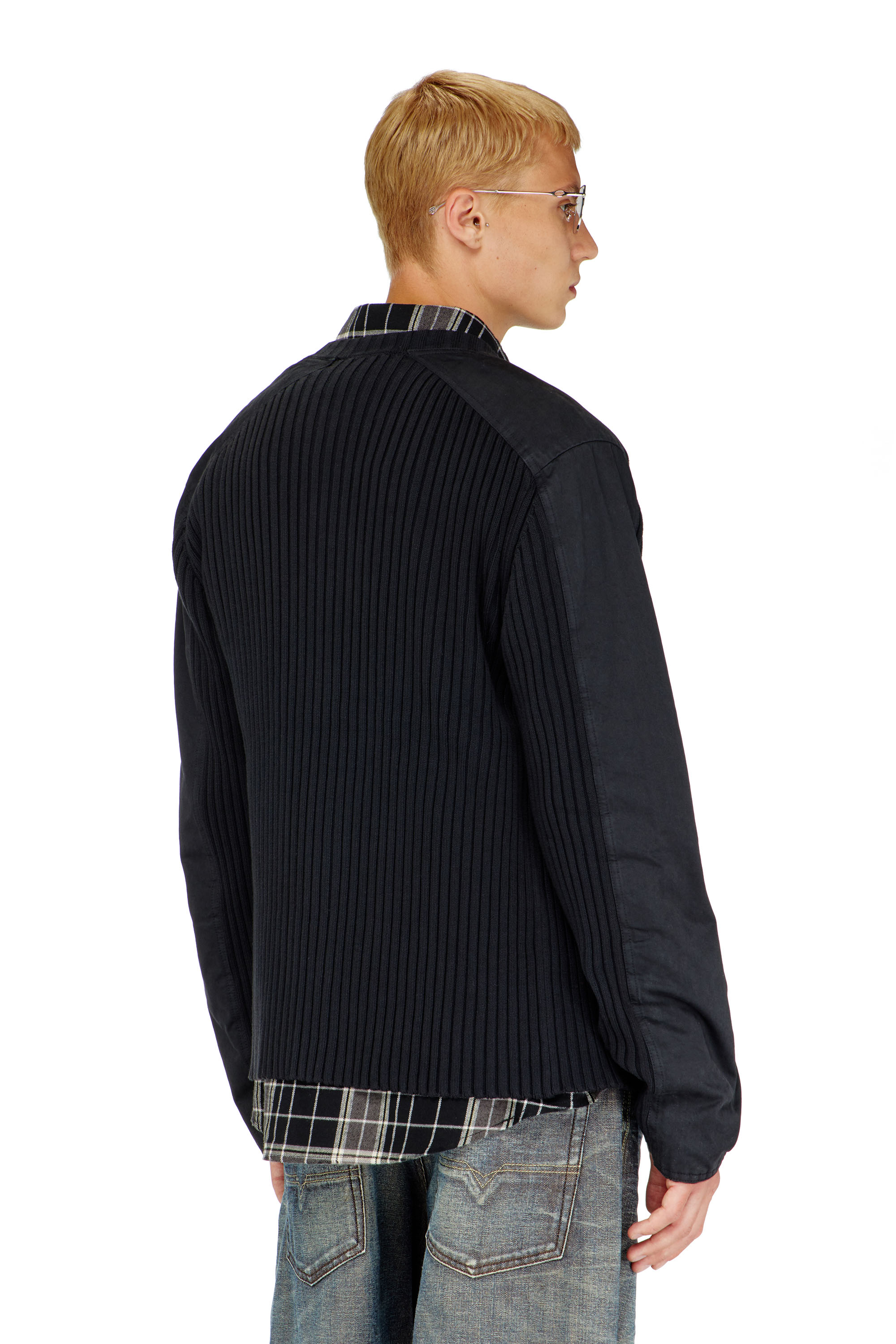Diesel - K-MATTY, Cardigan con zip e pannelli utility Uomo in Nero - 4