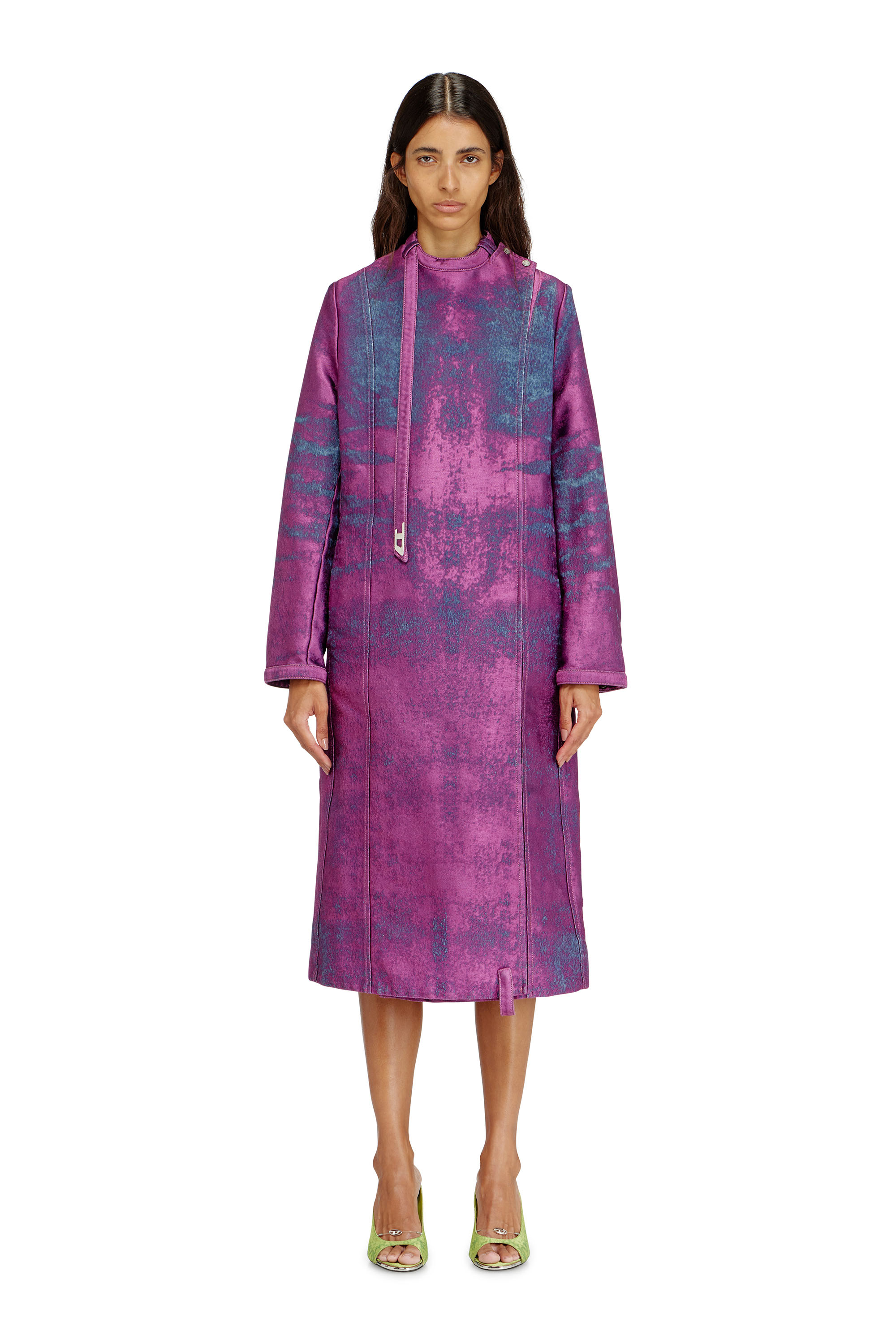 Diesel - DE-DELGAR-FSI, Cappotto in satin denim colorato Donna in Viola - 3