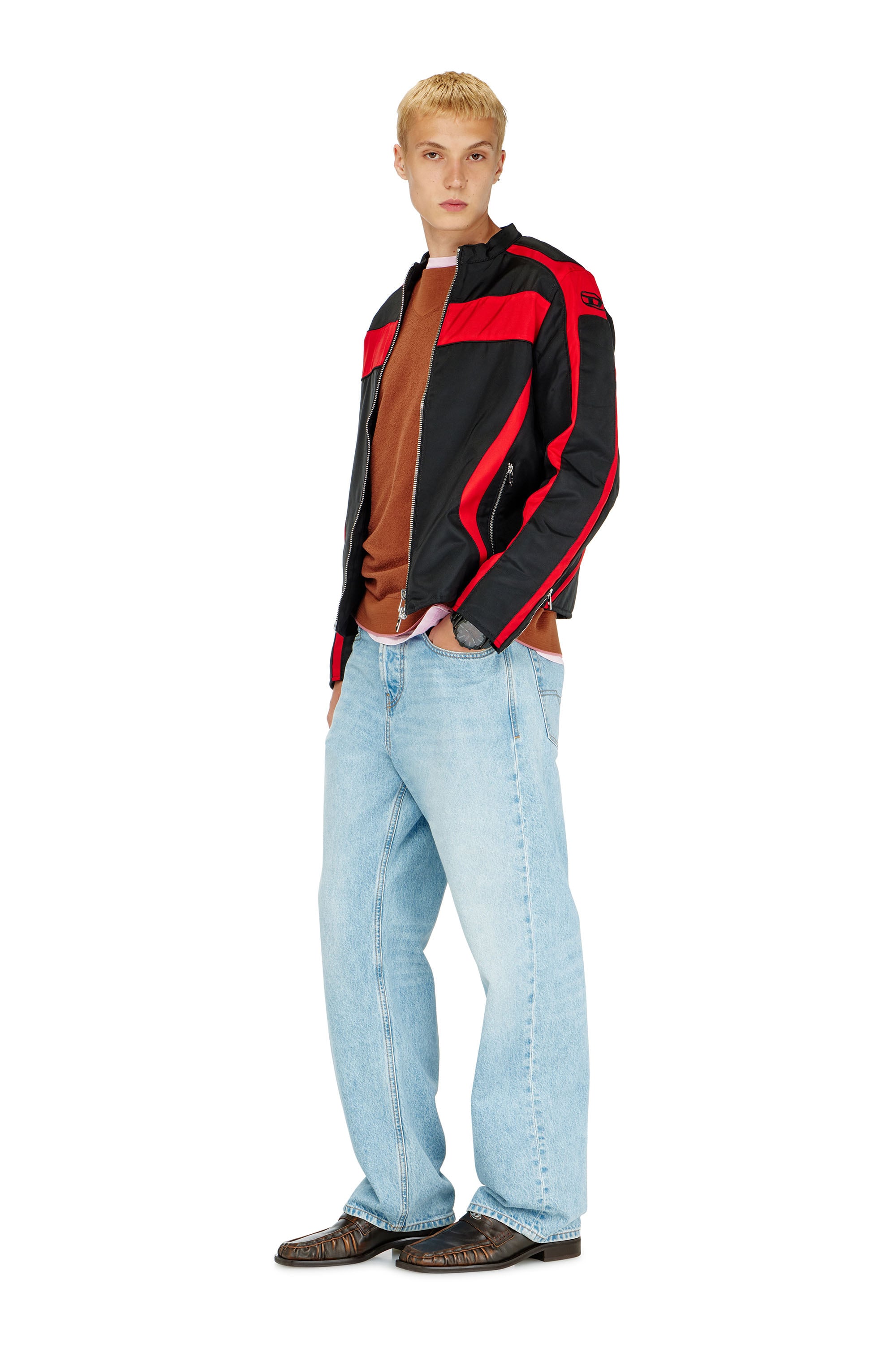 Diesel - J-ADAM-PDAI, Giacca biker color block in canvas Uomo in Multicolor - 2