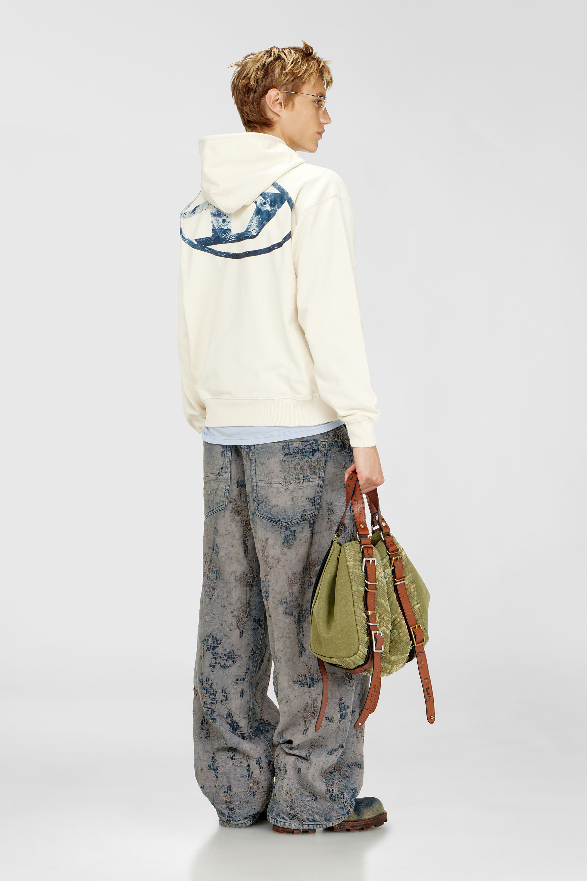 Diesel - S-LUK-H-MOON-T92, Sweat &agrave; capuche avec logo Oval D Homme in Blanc - 2