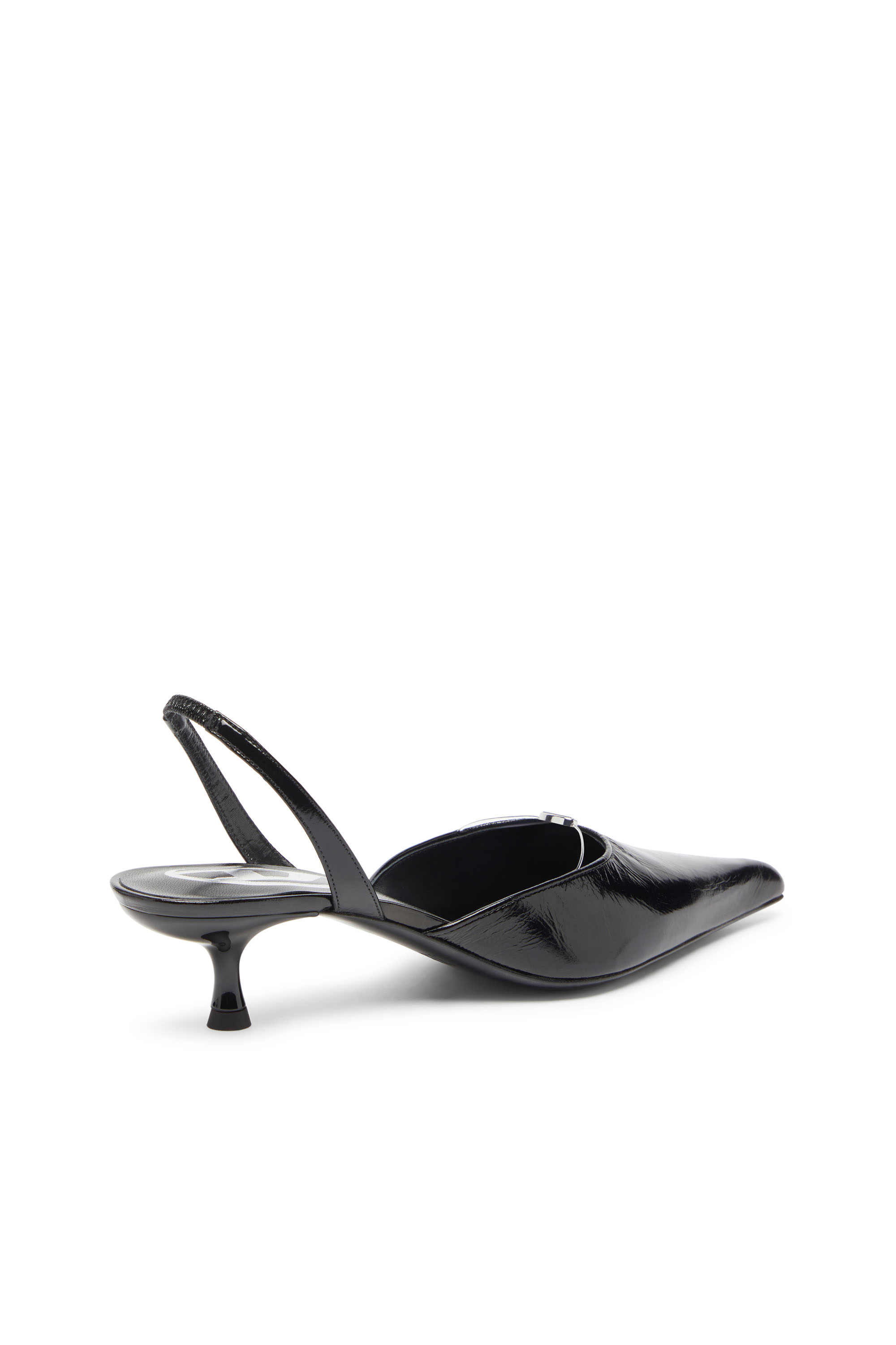 Diesel - D-JEWELS 40 D'OR, D-Ten&Half - Slingbacks en cuir avec bijou Oval D Femme in Noir - 6