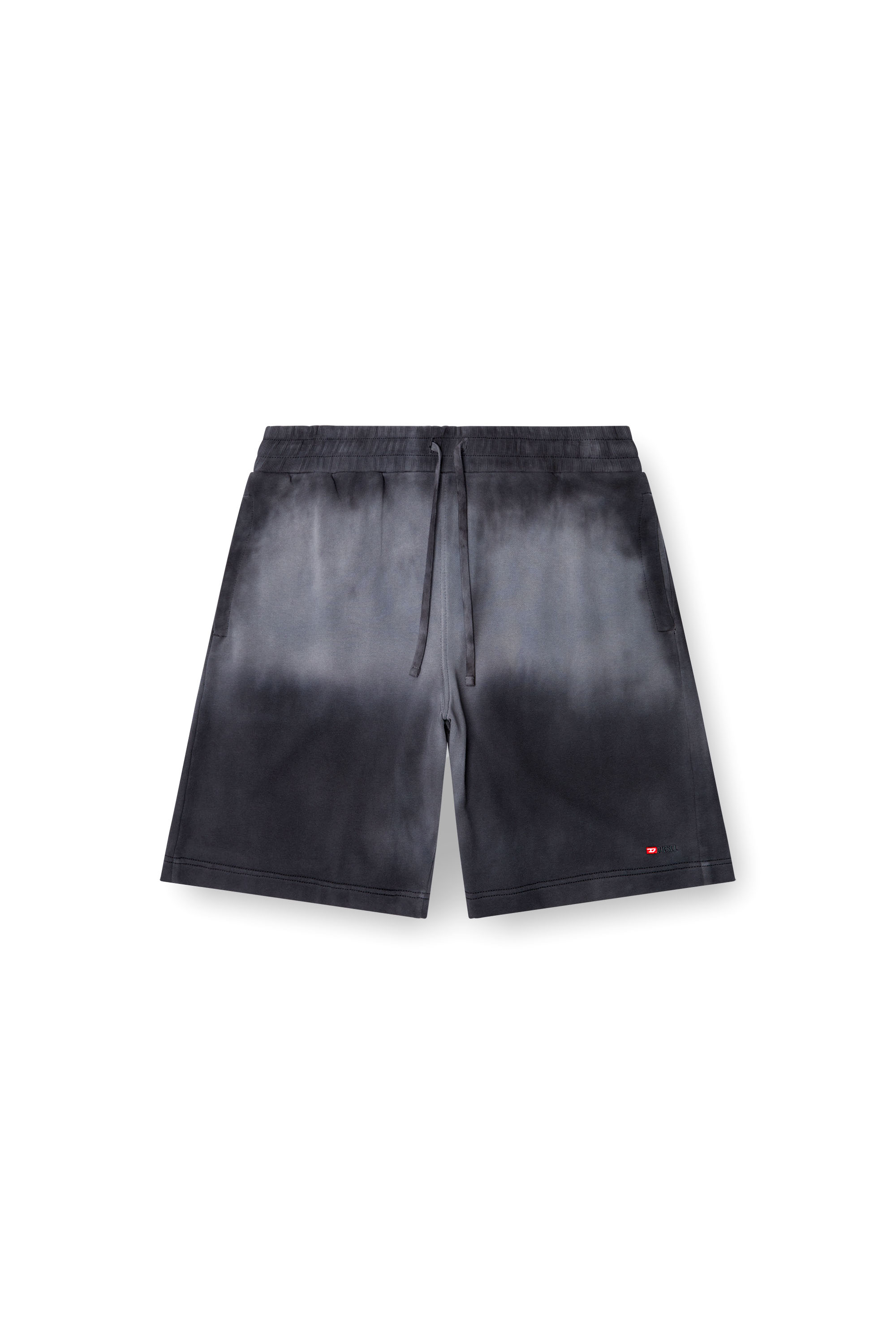 Diesel - P-CROWNE-R1, Short in felpa sfumata con micro logo Uomo in Nero - 3