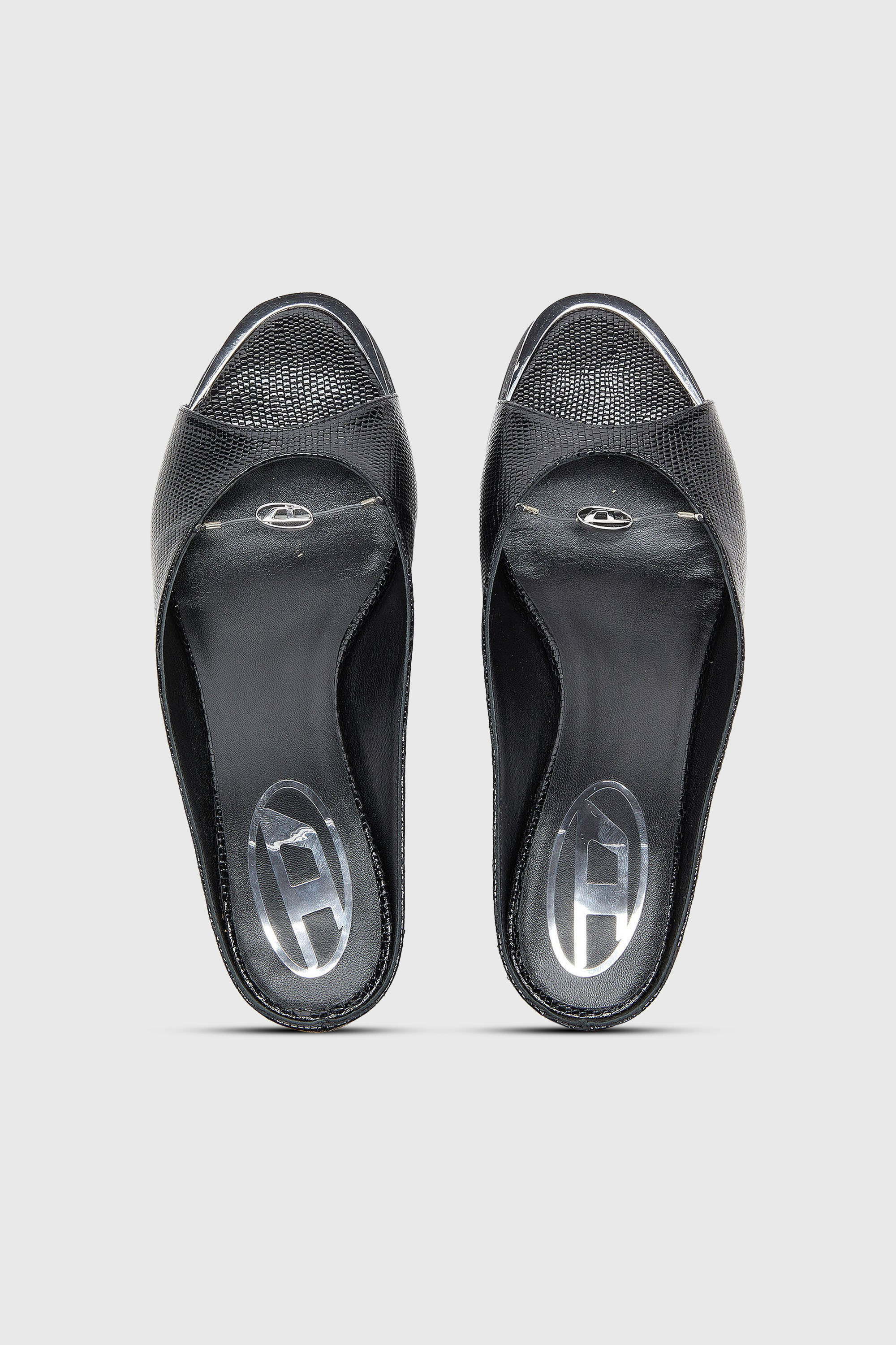 Diesel - D-DIAM'S-SA-40, D-Diam's - Mule in pelle con Oval D sospeso Donna in Nero - 4
