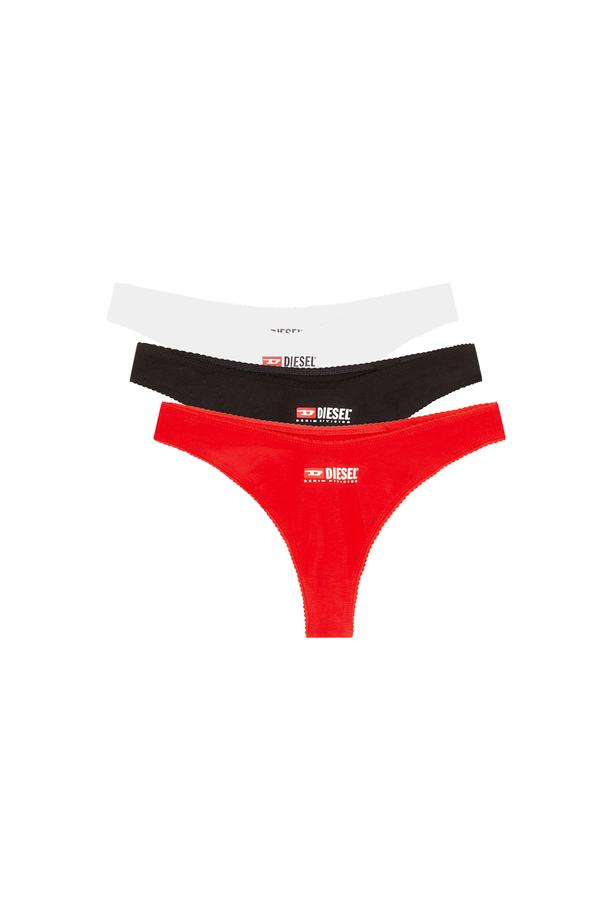 Diesel - UFPN-PUNCHY-THREEPACK, Damen Briefs mit kleinem Logo-Print im Dreierpack in Rot/Schwarz - 2